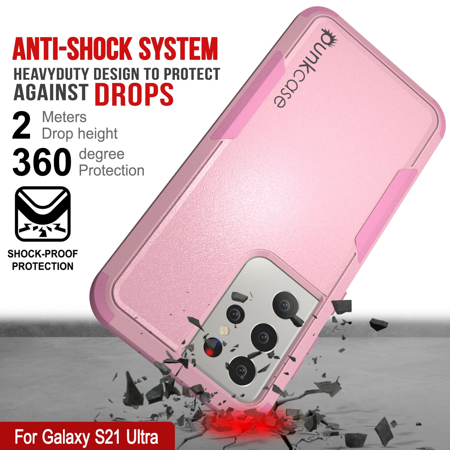 Punkcase for Galaxy S21 Ultra 5G Belt Clip Multilayer Holster Case [Patron Series] [Pink] (Color in image: Navy)