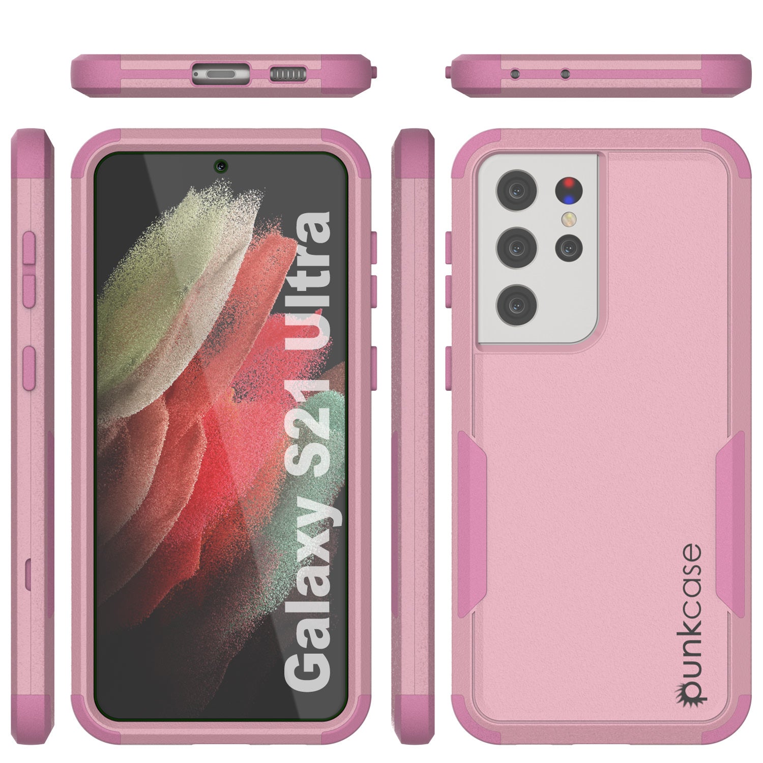 Punkcase for Galaxy S21 Ultra 5G Belt Clip Multilayer Holster Case [Patron Series] [Pink] (Color in image: Black)
