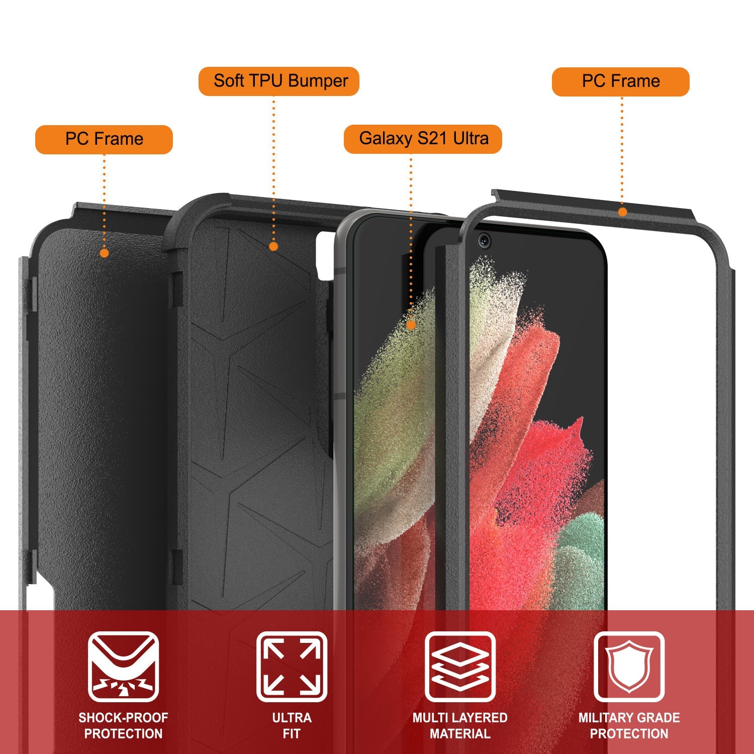 Punkcase for Galaxy S21 Ultra 5G Belt Clip Multilayer Holster Case [Patron Series] [Black] (Color in image: Mint)
