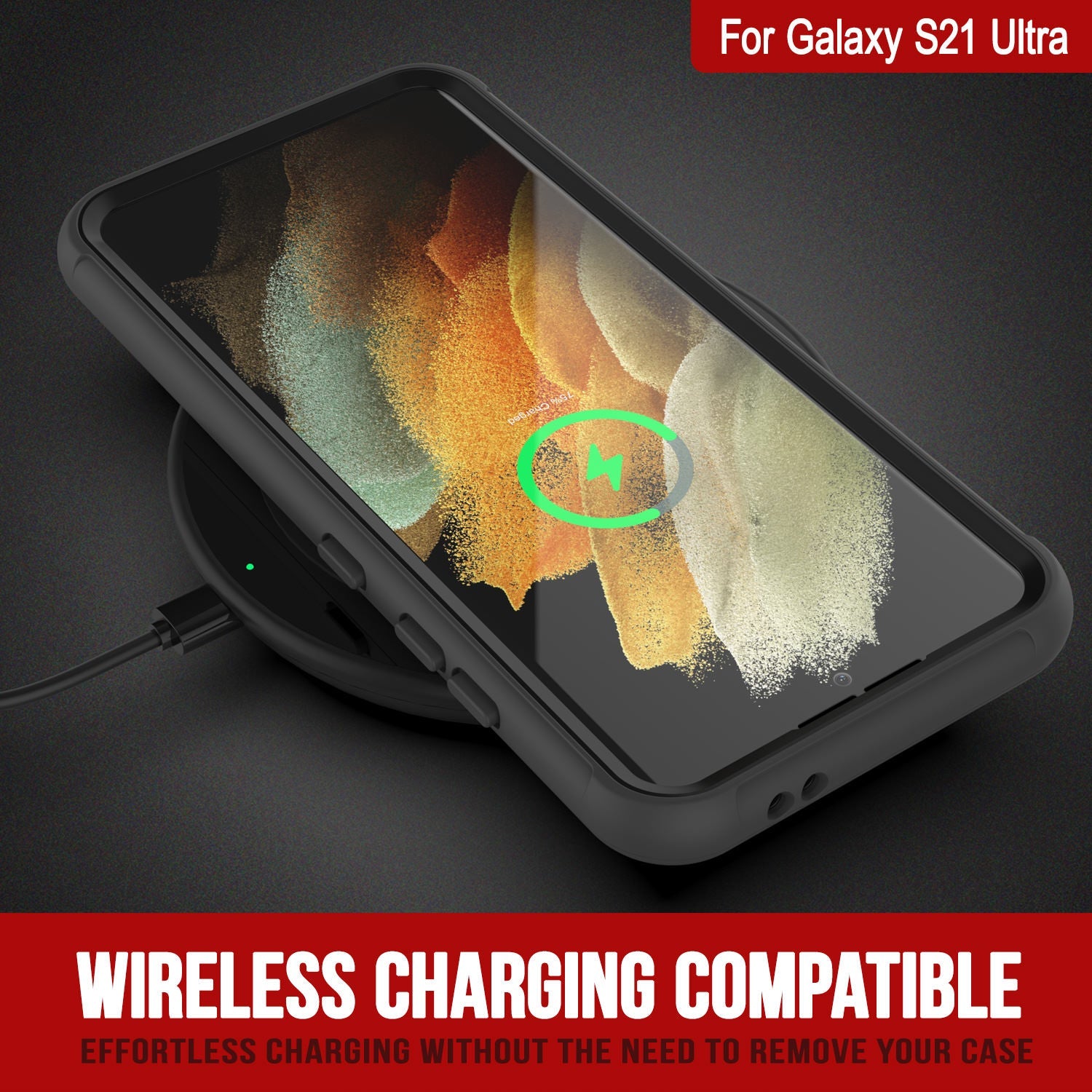 Capa PunkCase Galaxy S21 Ultra, Série Spartan, Cobertura Resistente Transparente com Protetor de Tela Embutido [Preto]