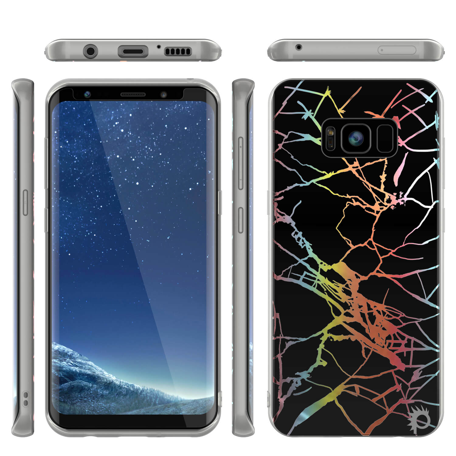 Capa de mármore Punkcase Galaxy S8, Cobertura Completa Protetora com Protetor de Tela PunkShield (Miragem Preta)