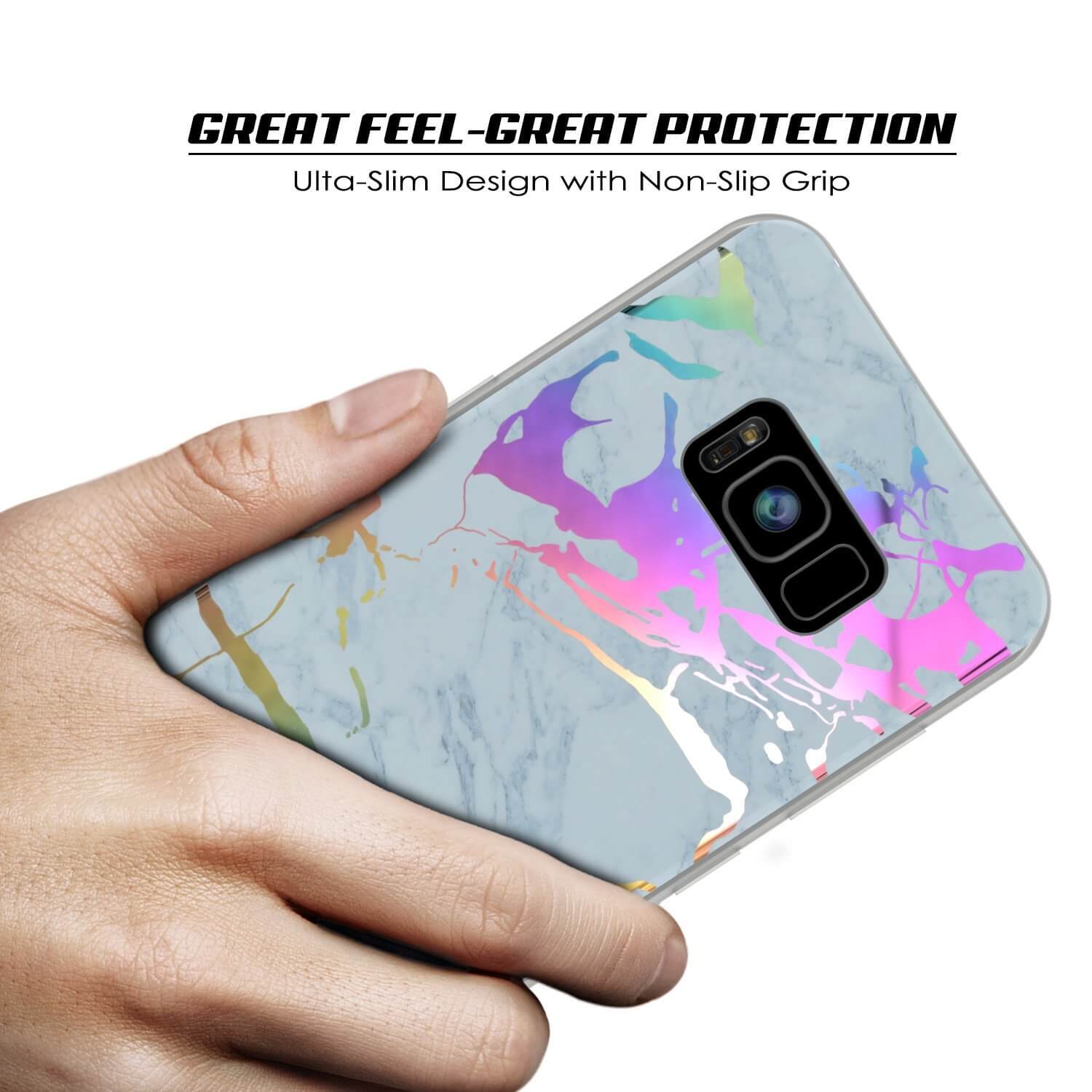Punkcase Galaxy S8 Marble Case, Protective Full Body Cover W/PunkShield Screen Protector (Blue Marmo) (Color in image: Blanco Marmo)
