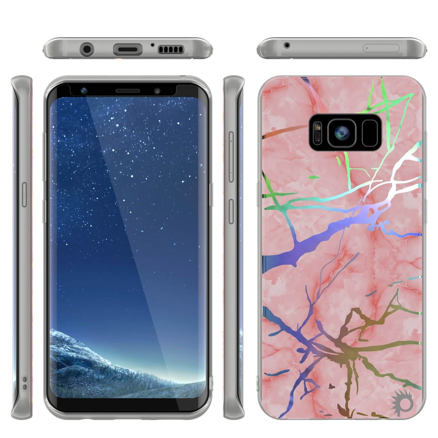 Punkcase Galaxy S8 Marble Case, Protective Full Body Cover W/PunkShield Screen Protector (Rose Mirage) 