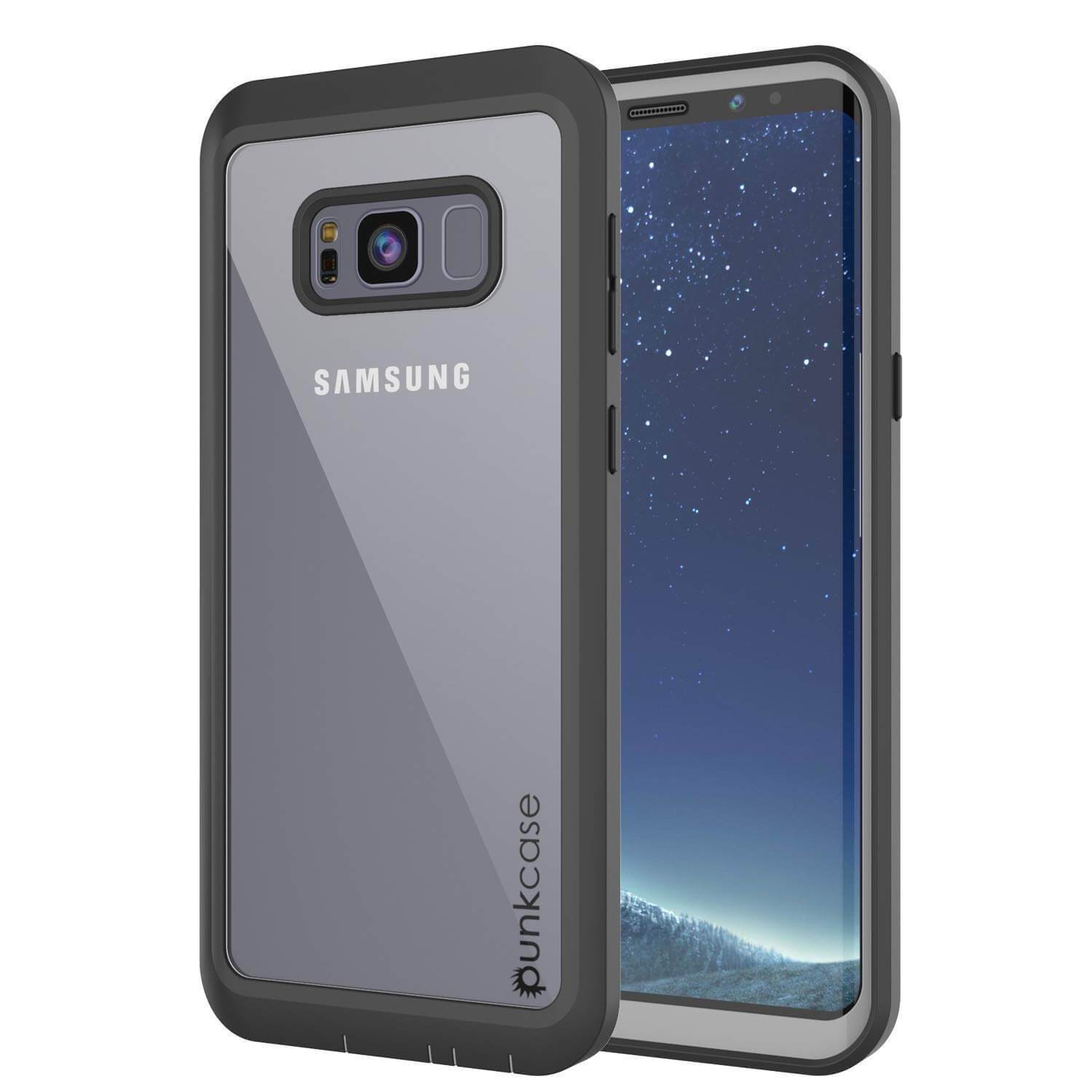 Capinha PunkCase para S8+ Plus, [Série Spartan] Capinha resistente, robusta e transparente com protetor de tela [Preto]