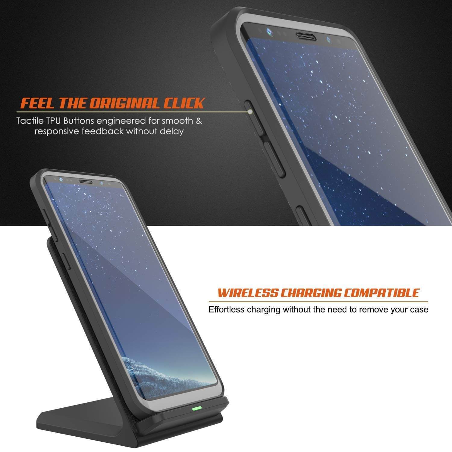 Capinha PunkCase para S8+ Plus, [Série Spartan] Capinha resistente, robusta e transparente com protetor de tela [Preto]