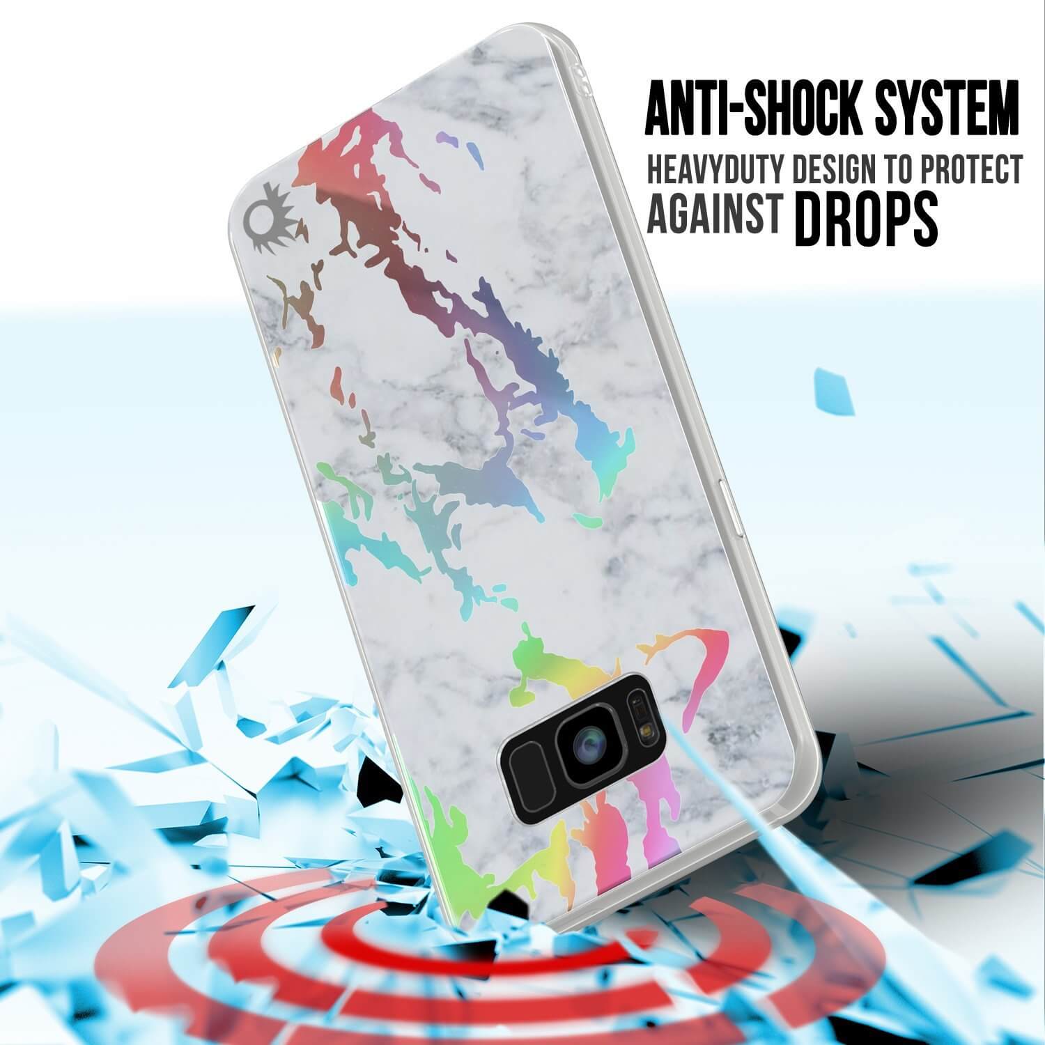 Capa de mármore Punkcase Galaxy S8+ PLUS, cobertura de corpo inteiro protetora com protetor de tela PunkShield (Blanco Marmo)