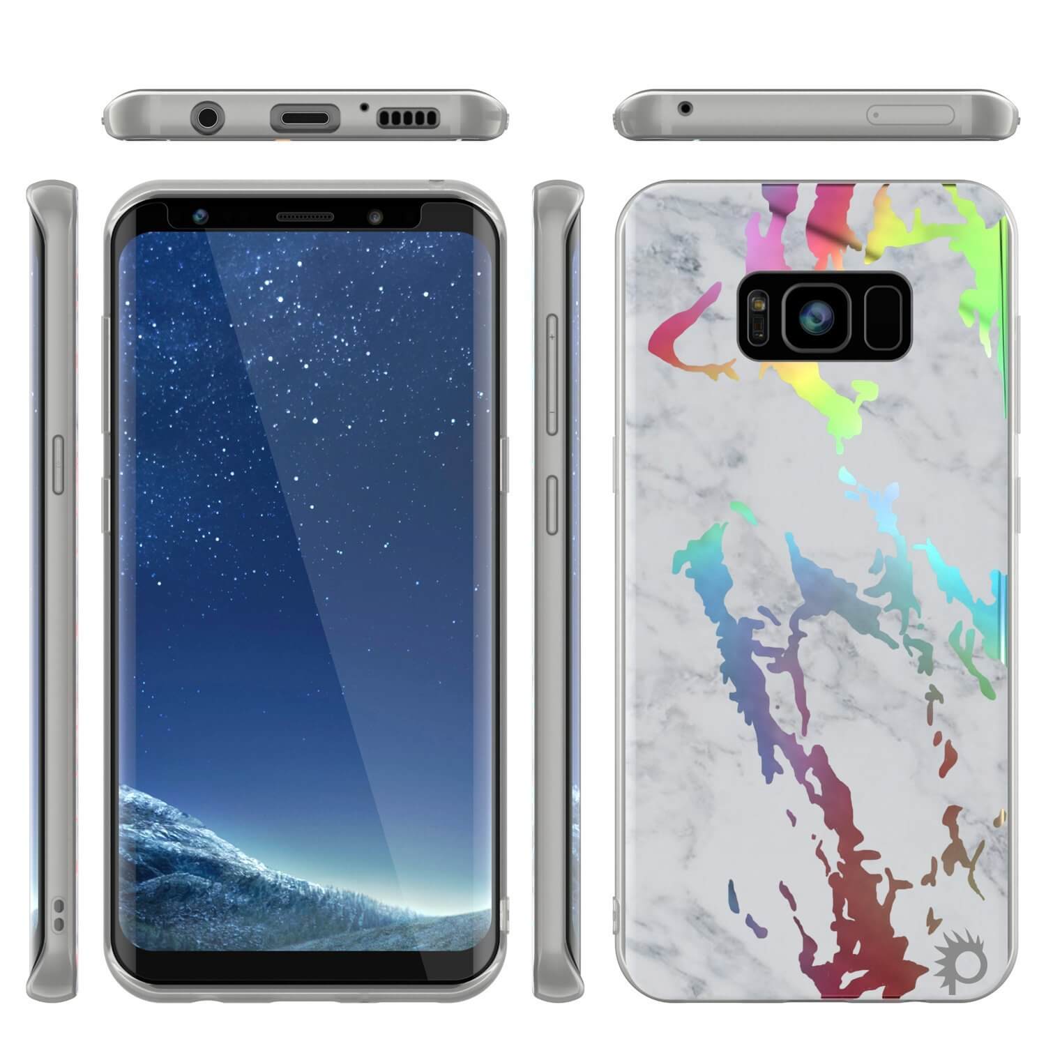 Capa de mármore Punkcase Galaxy S8+ PLUS, cobertura de corpo inteiro protetora com protetor de tela PunkShield (Blanco Marmo)