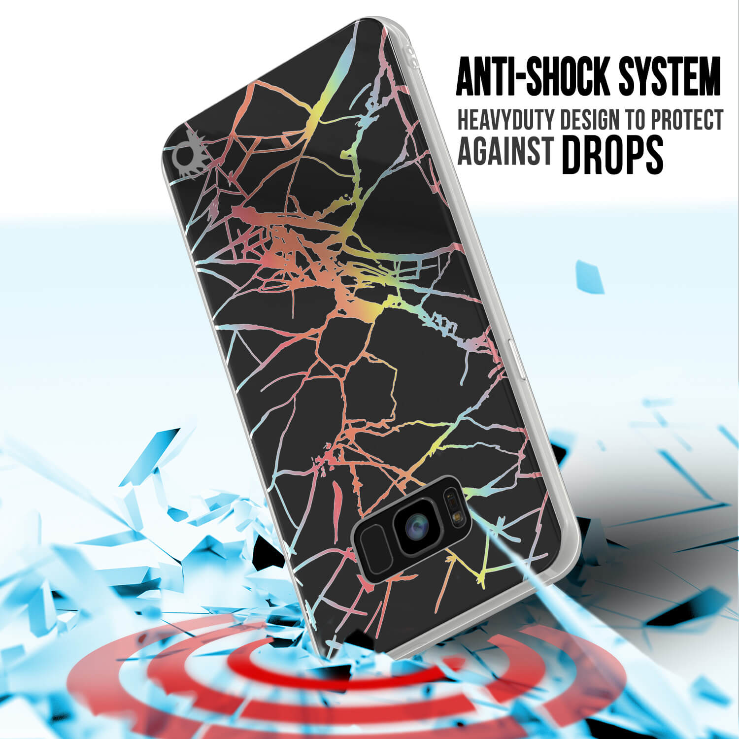 Capa de mármore Punkcase Galaxy S8+ PLUS, Cobertura Protetora de Corpo Inteiro com Protetor de Tela PunkShield (Miragem Preta)