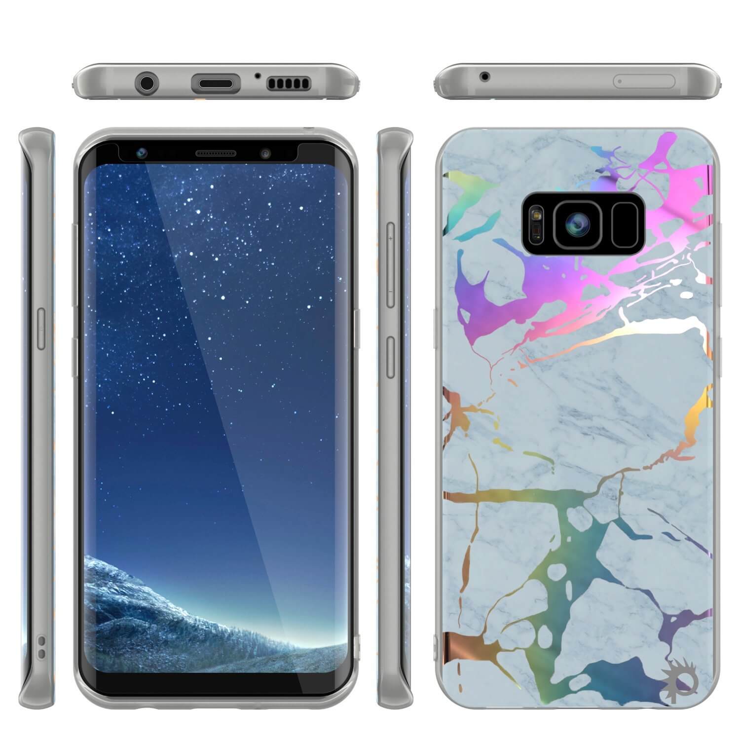Capa Punkcase Galaxy S8+ PLUS Mármore, Cobertura Total Protetora com Protetor de Tela PunkShield (Azul Mármore)
