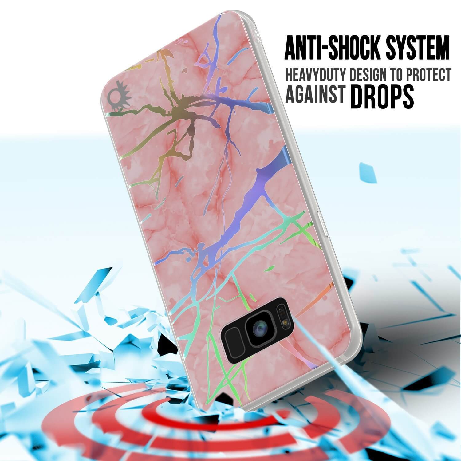 Capa de mármore Punkcase Galaxy S8+ PLUS, cobertura protetora de corpo inteiro com protetor de tela PunkShield (Rose Mirage)