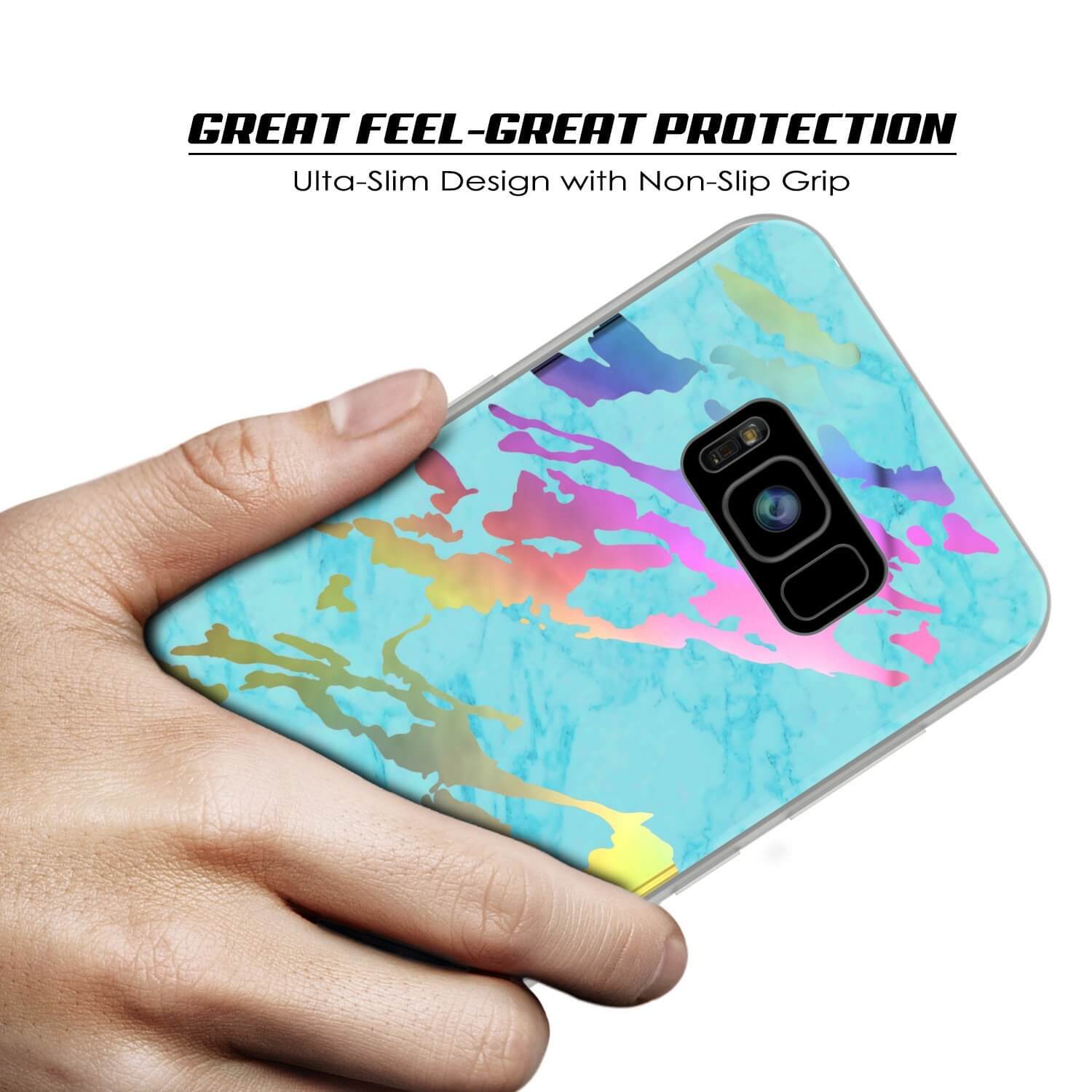 Capa de mármore Punkcase Galaxy S8+ PLUS, Cobertura Completa Protetora com Protetor de Tela PunkShield (Teal Onyx)