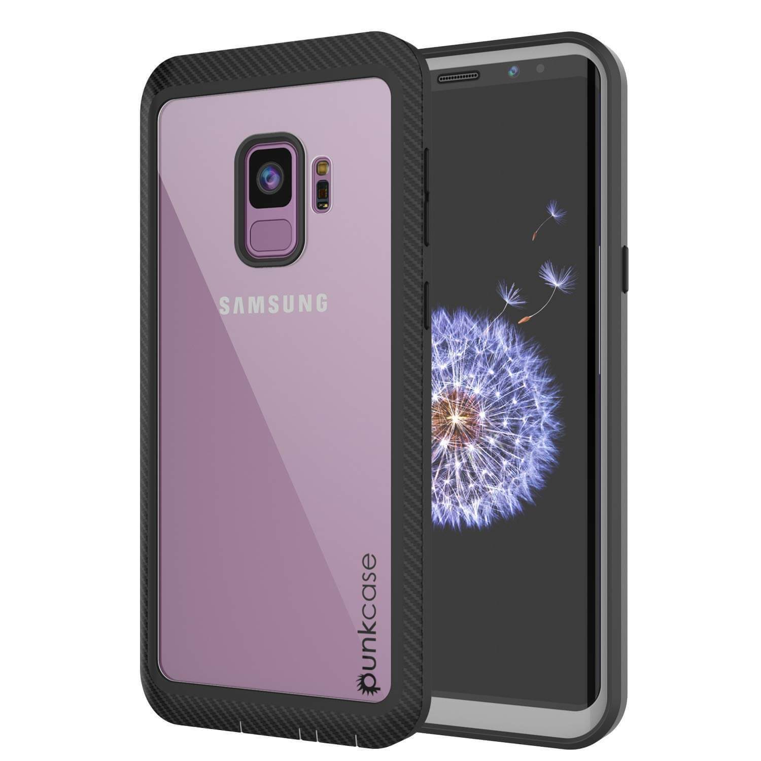 Capinha PunkCase para S9, [Série Spartan] Capinha resistente, robusta e transparente com protetor de tela [Preto]
