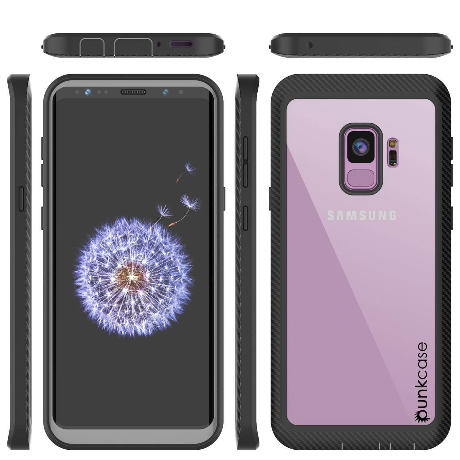 Capinha PunkCase para S9, [Série Spartan] Capinha resistente, robusta e transparente com protetor de tela [Preto]