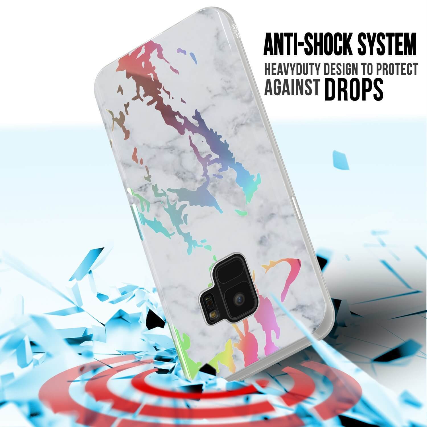 Capa de Mármore Punkcase Galaxy S9, Cobertura Completa Protetora com Protetor de Tela PunkShield (Blanco Marmo)