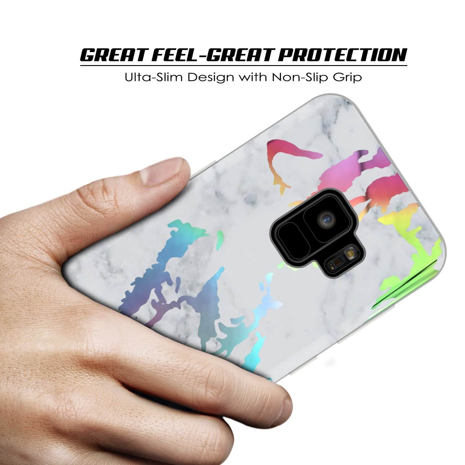 Capa de Mármore Punkcase Galaxy S9, Cobertura Completa Protetora com Protetor de Tela PunkShield (Blanco Marmo)