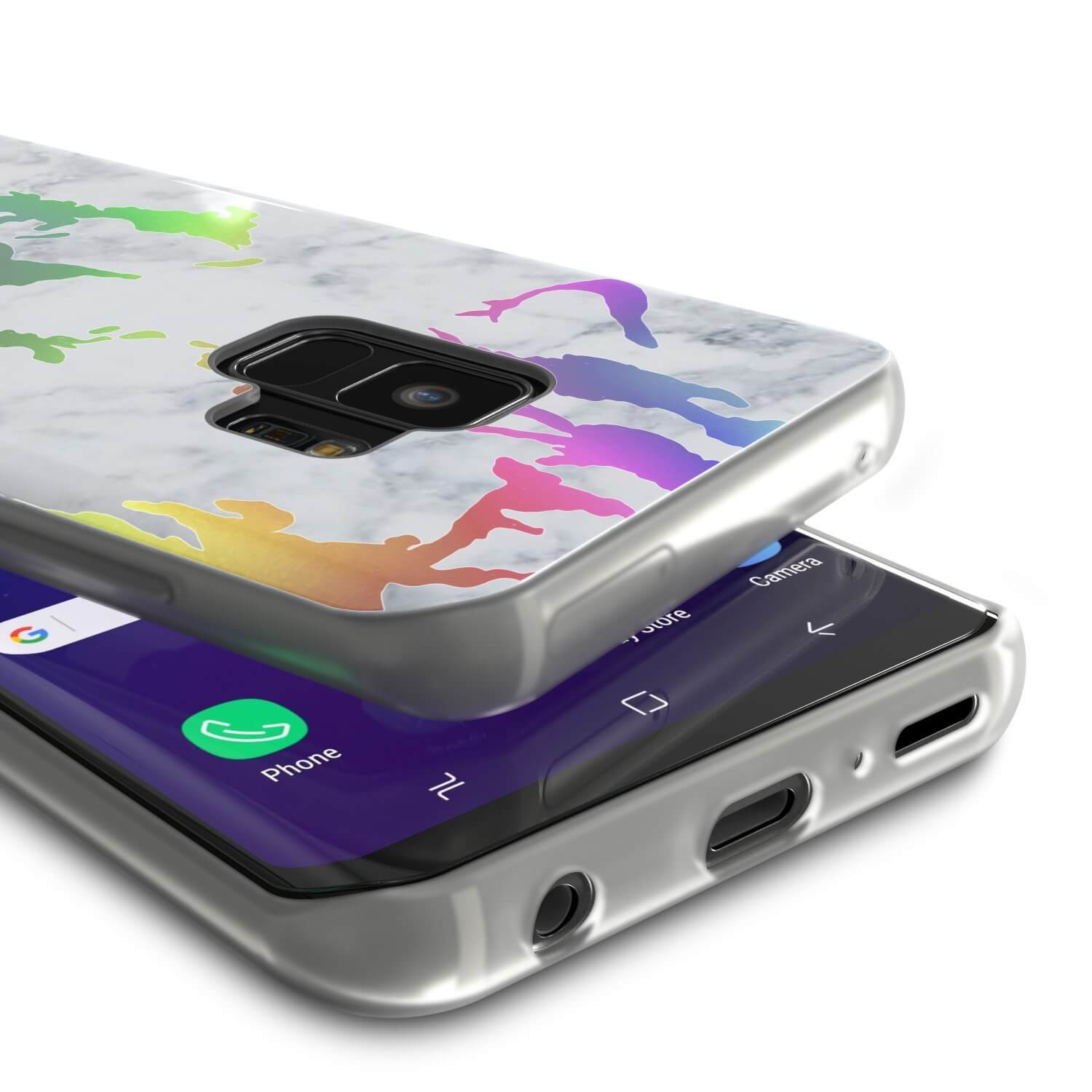 Capa de Mármore Punkcase Galaxy S9, Cobertura Completa Protetora com Protetor de Tela PunkShield (Blanco Marmo)