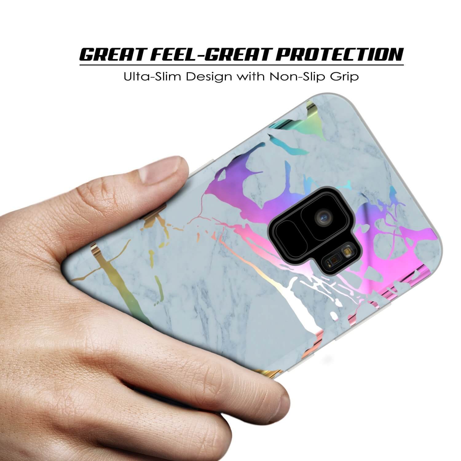 Punkcase Galaxy S9 Marble Case, Protective Full Body Cover W/PunkShield Screen Protector (Blue Marmo) (Color in image: Blanco Marmo)