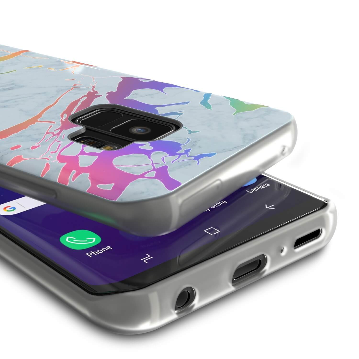 Punkcase Galaxy S9 Marble Case, Protective Full Body Cover W/PunkShield Screen Protector (Blue Marmo) (Color in image: Teal Onyx)