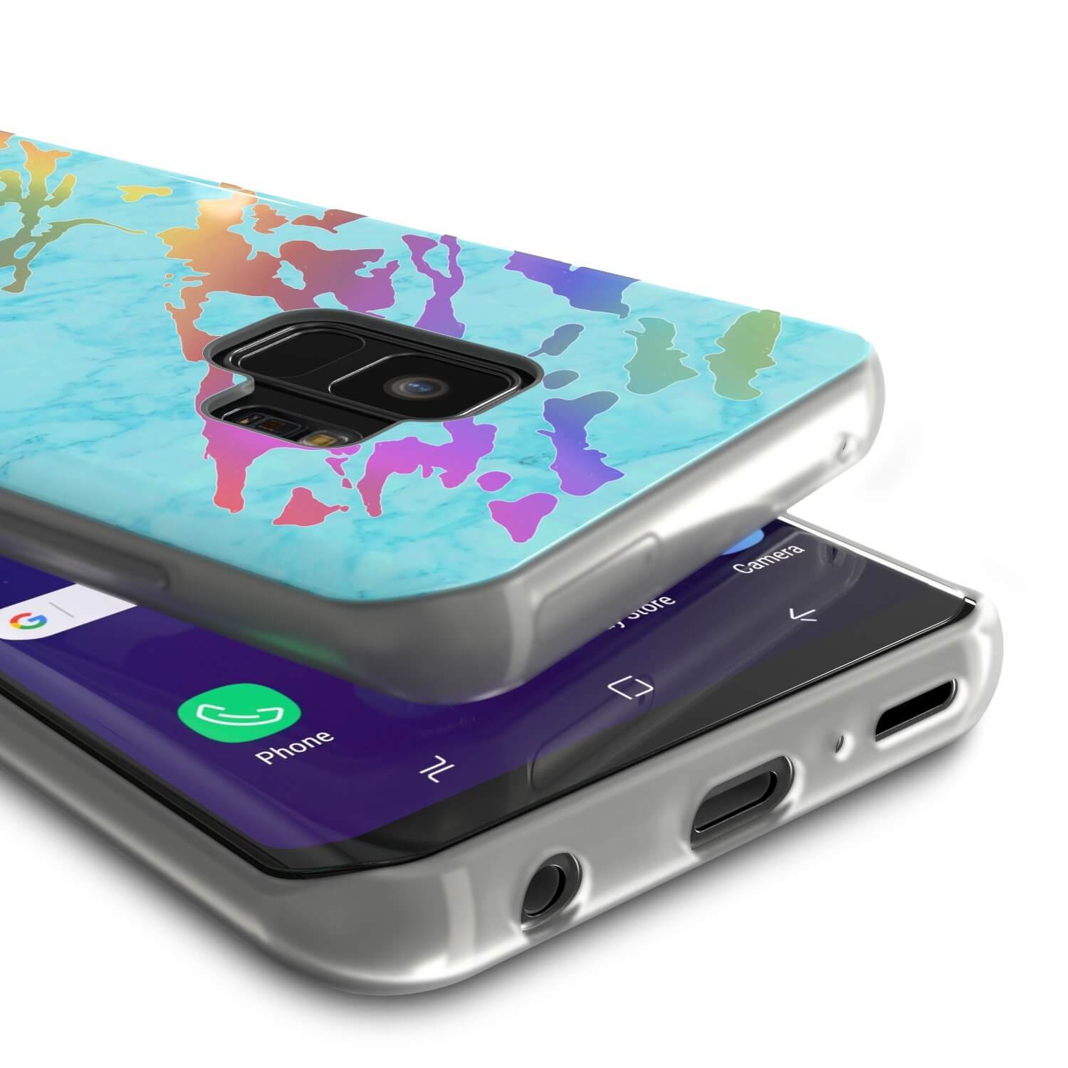 Punkcase Galaxy S9 Marble Case, Protective Full Body Cover W/PunkShield Screen Protector (Teal Onyx) (Color in image: Black Mirage)