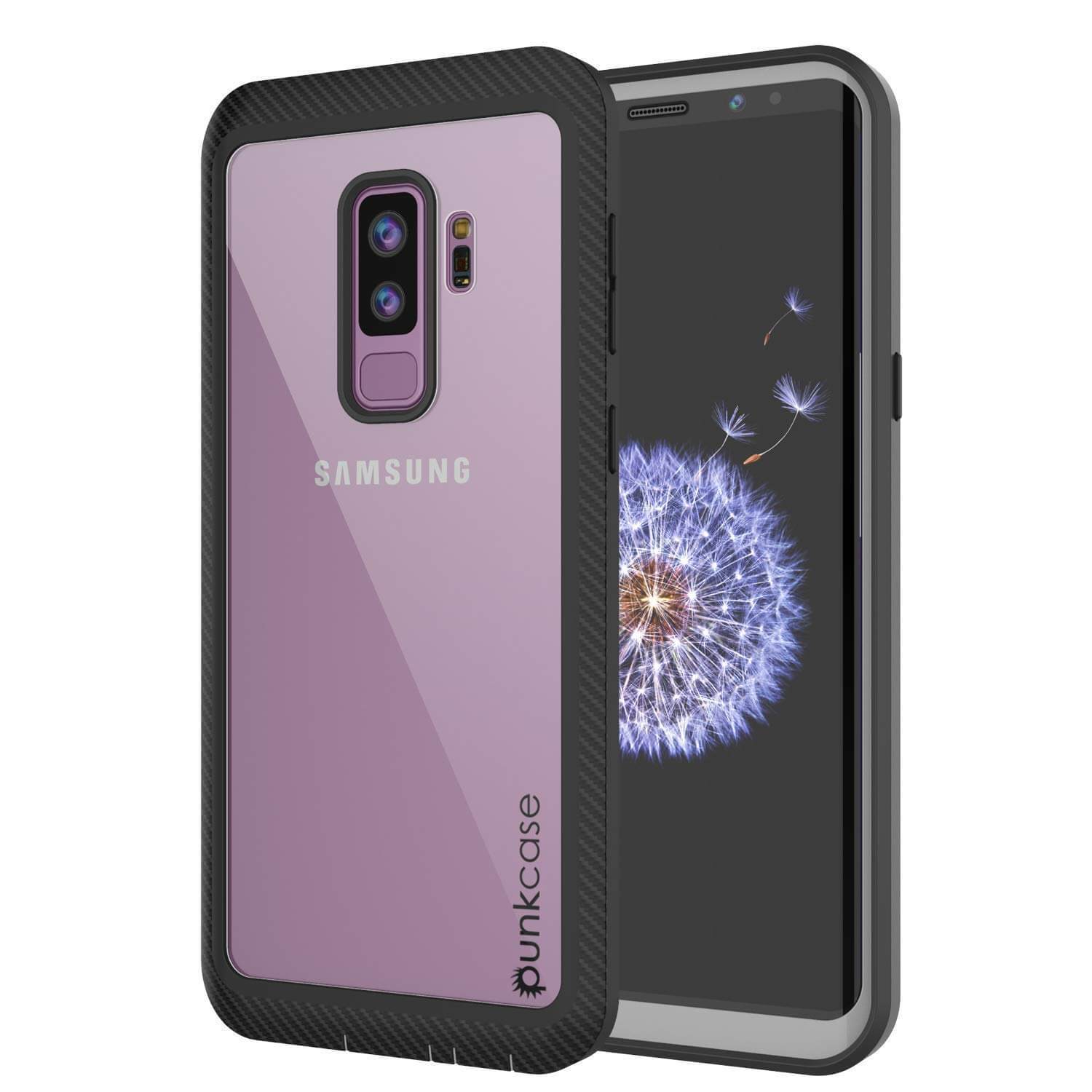 Capinha PunkCase para S9+ Plus, [Série Spartan] Capinha resistente, robusta e transparente com protetor de tela [Preto]