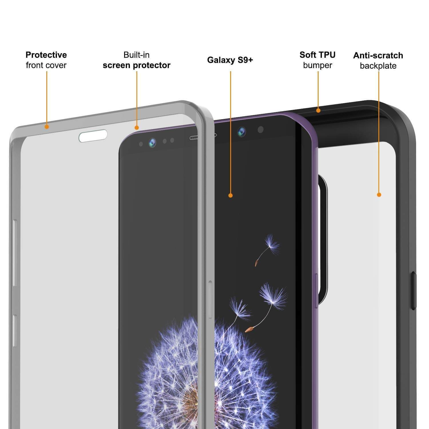 Capinha PunkCase para S9+ Plus, [Série Spartan] Capinha resistente, robusta e transparente com protetor de tela [Preto]