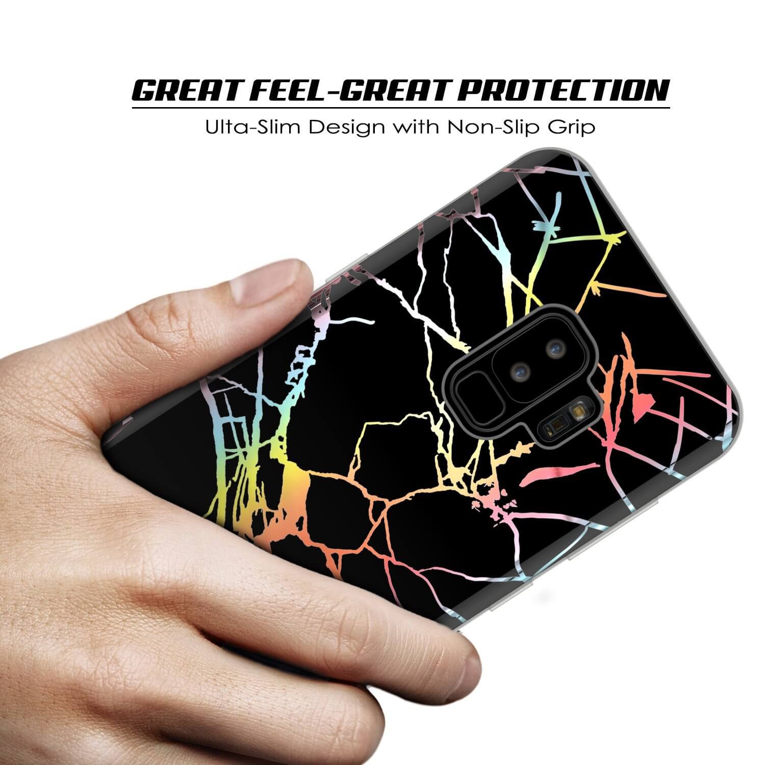 Punkcase Galaxy S9+ Marble Case, Protective Full Body Cover W/PunkShield Screen Protector (Black Mirage) (Color in image: Rose Mirage)