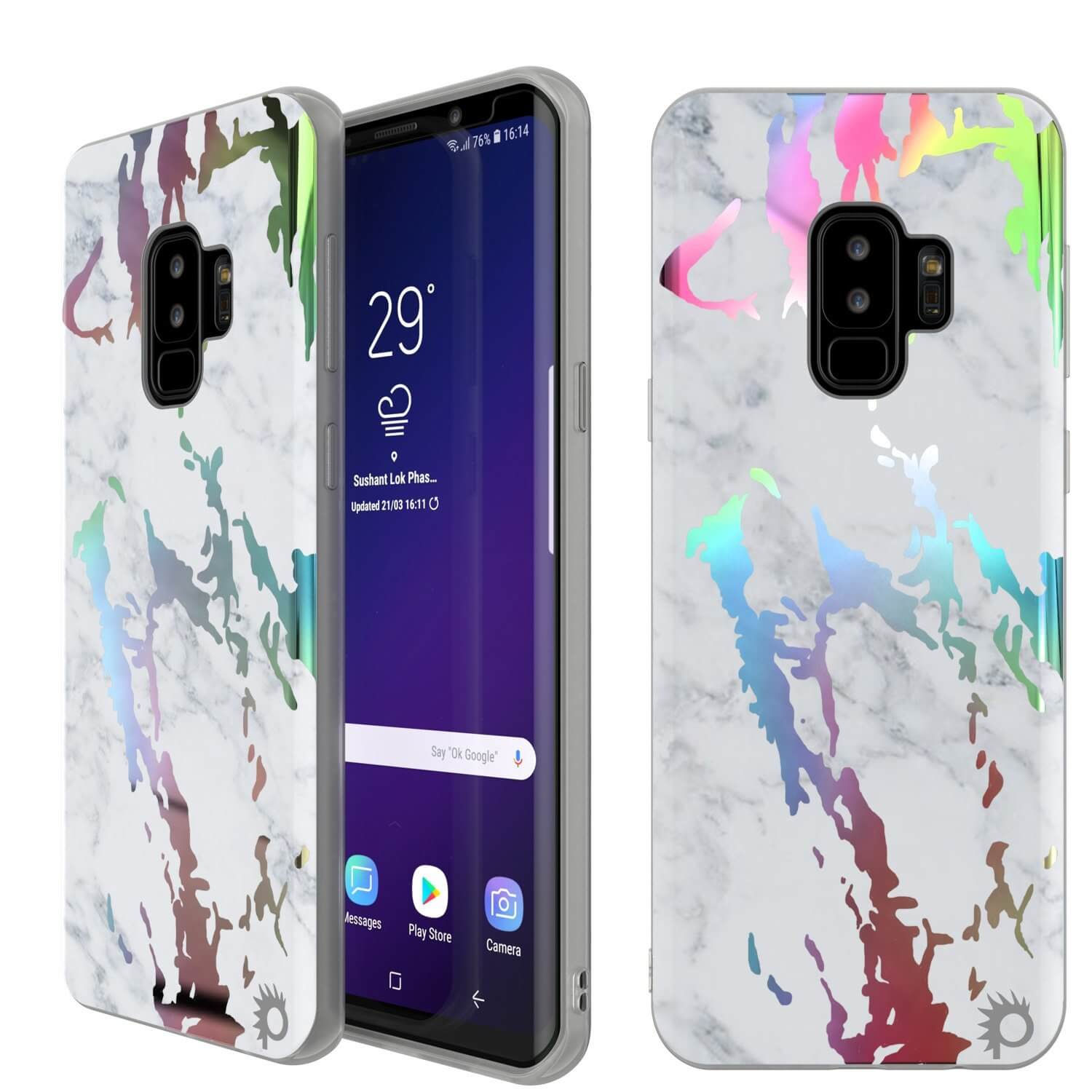 Capa de Mármore Punkcase Galaxy S9+, Cobertura Completa do Corpo Protetora com Protetor de Tela PunkShield (Blanco Marmo)