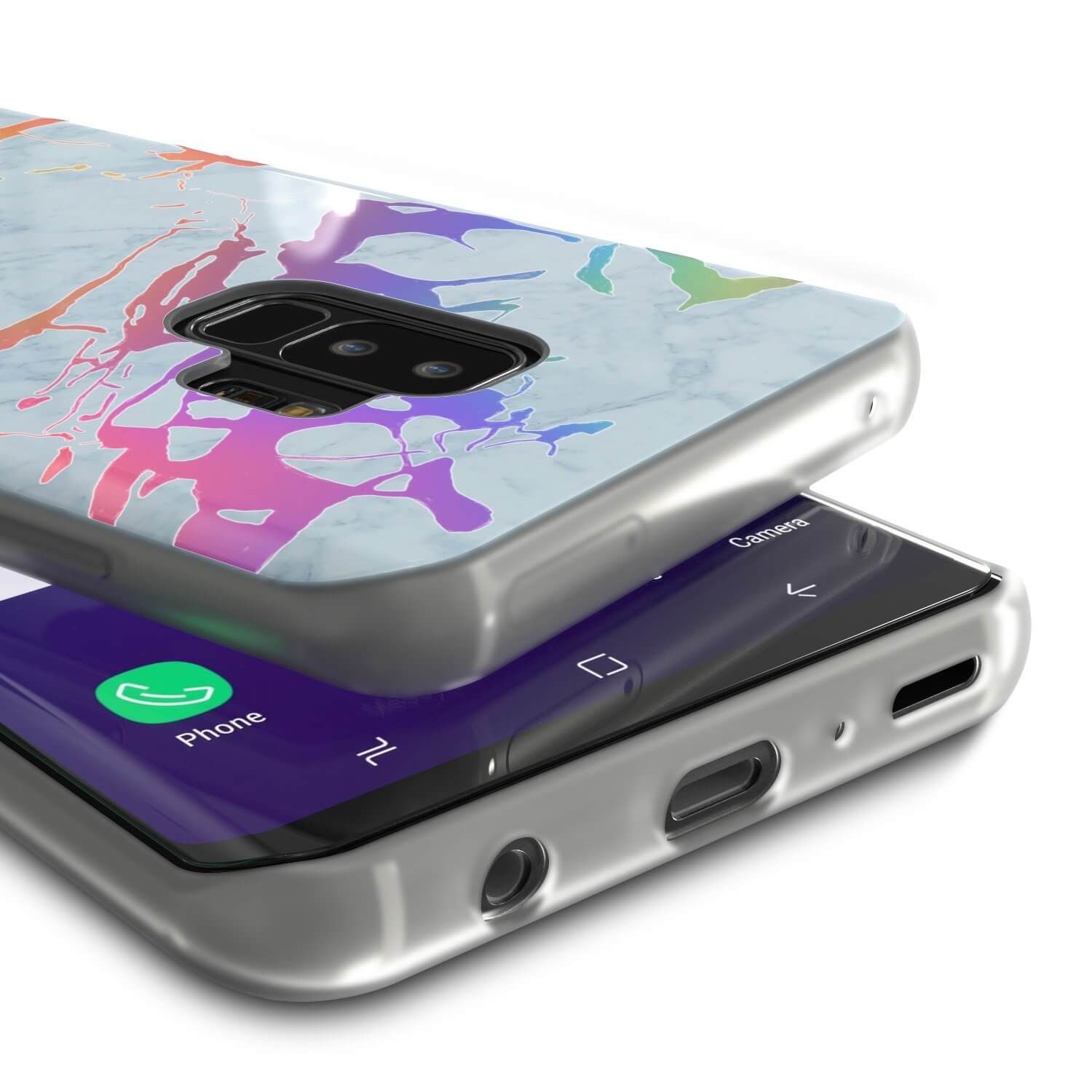 Punkcase Galaxy S9+ Marble Case, Protective Full Body Cover W/PunkShield Screen Protector (Blue Marmo) (Color in image: Teal Onyx)