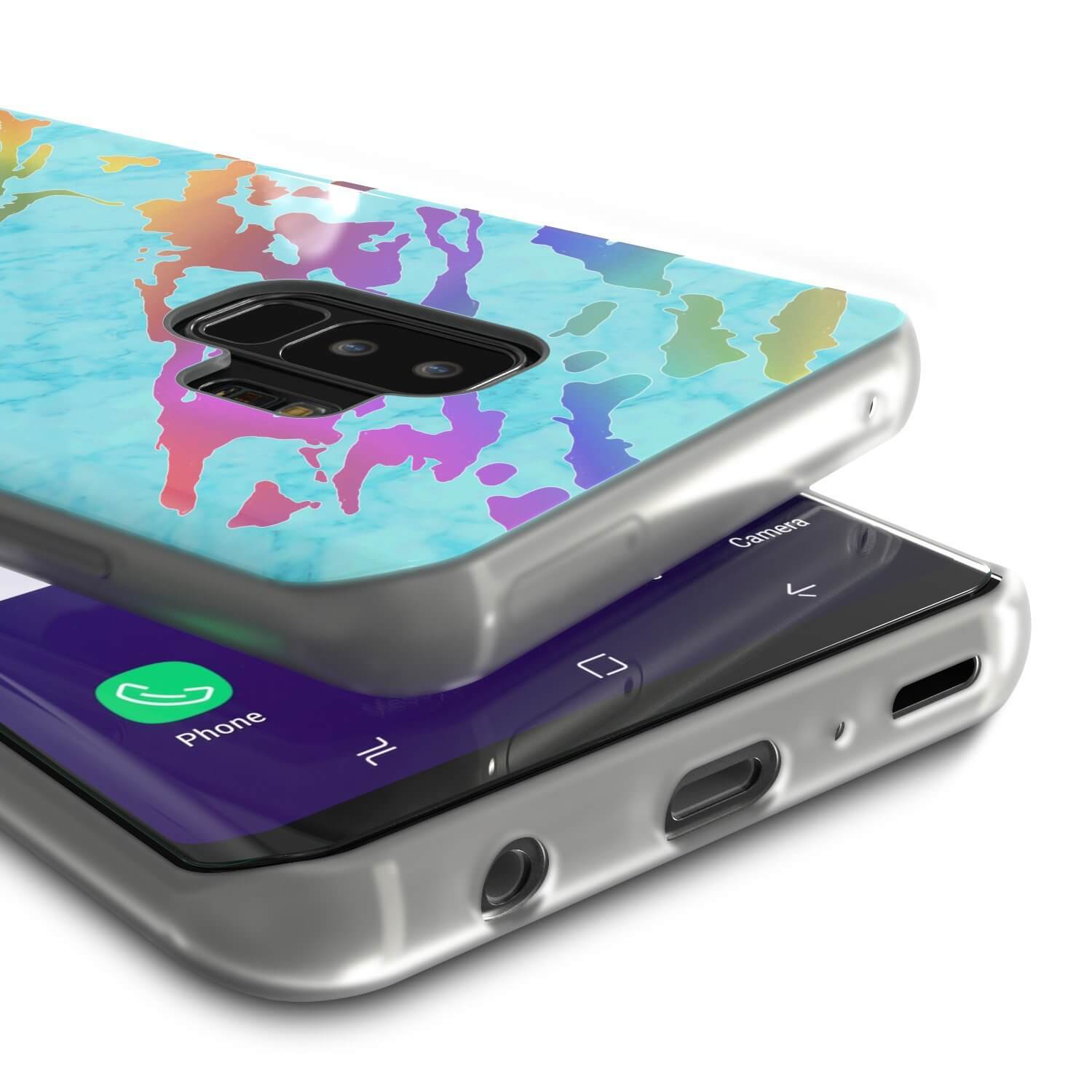 Punkcase Galaxy S9+ Marble Case, Protective Full Body Cover W/PunkShield Screen Protector (Teal Onyx) (Color in image: Black Mirage)