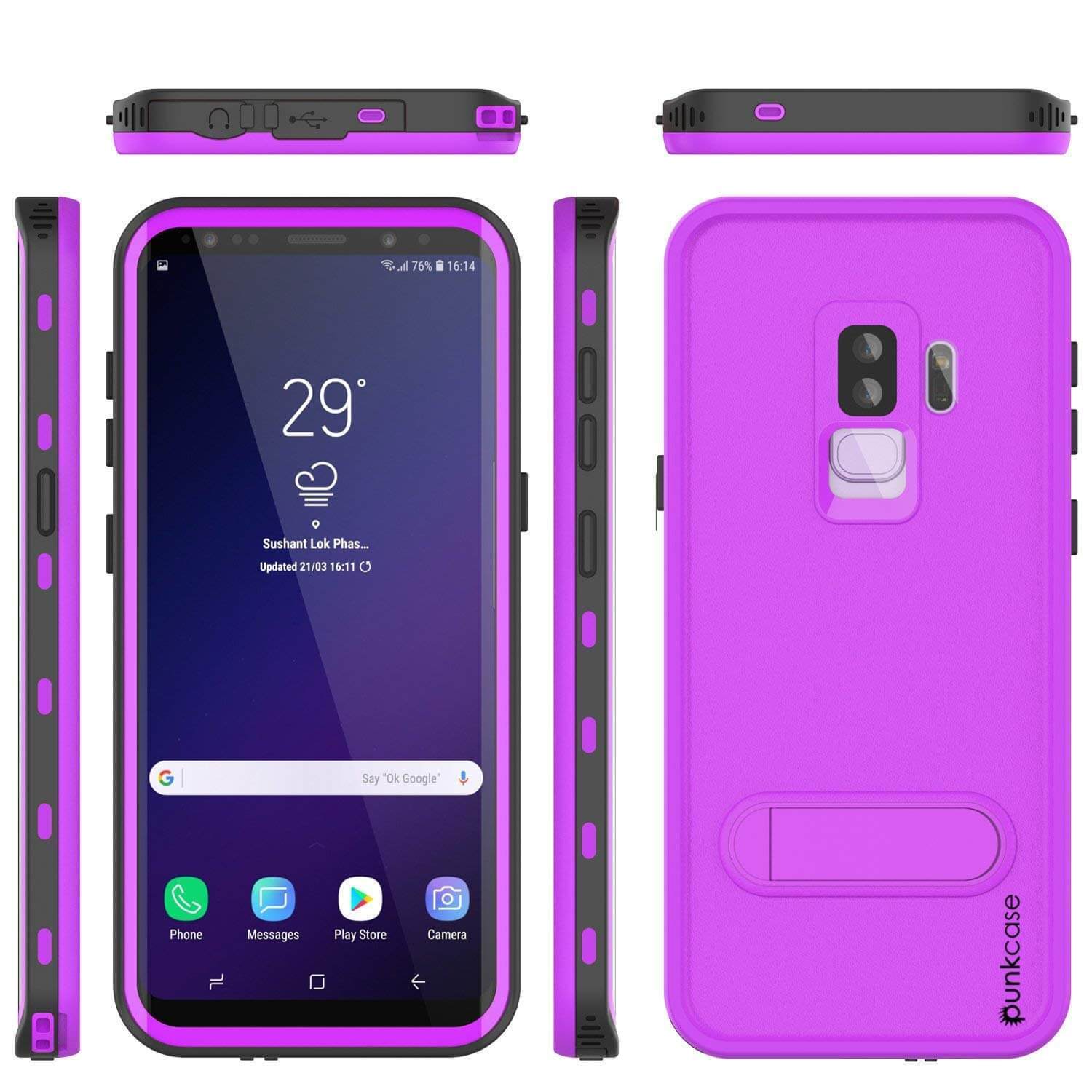 Capa à prova d'água para Galaxy S9 Plus, Punkcase [Série KickStud] Capa protetora [ROXA]