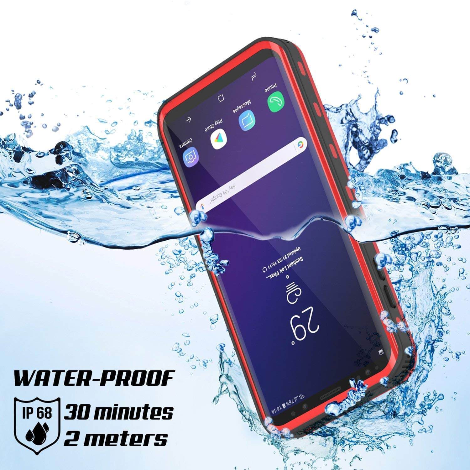 Capa à prova d'água Galaxy S9 Plus, Punkcase [Série KickStud] Capa de armadura [VERMELHA]