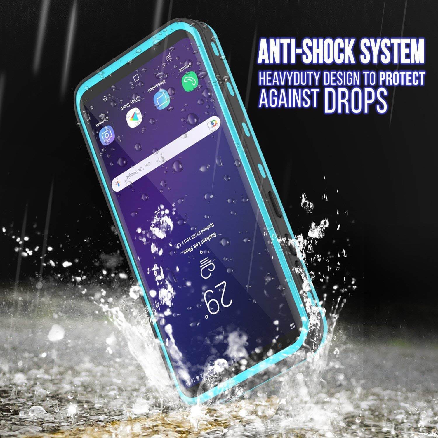 Capa à prova d'água para Galaxy S9 Plus, Punkcase [Série KickStud] Cobertura de armadura [TEAL]