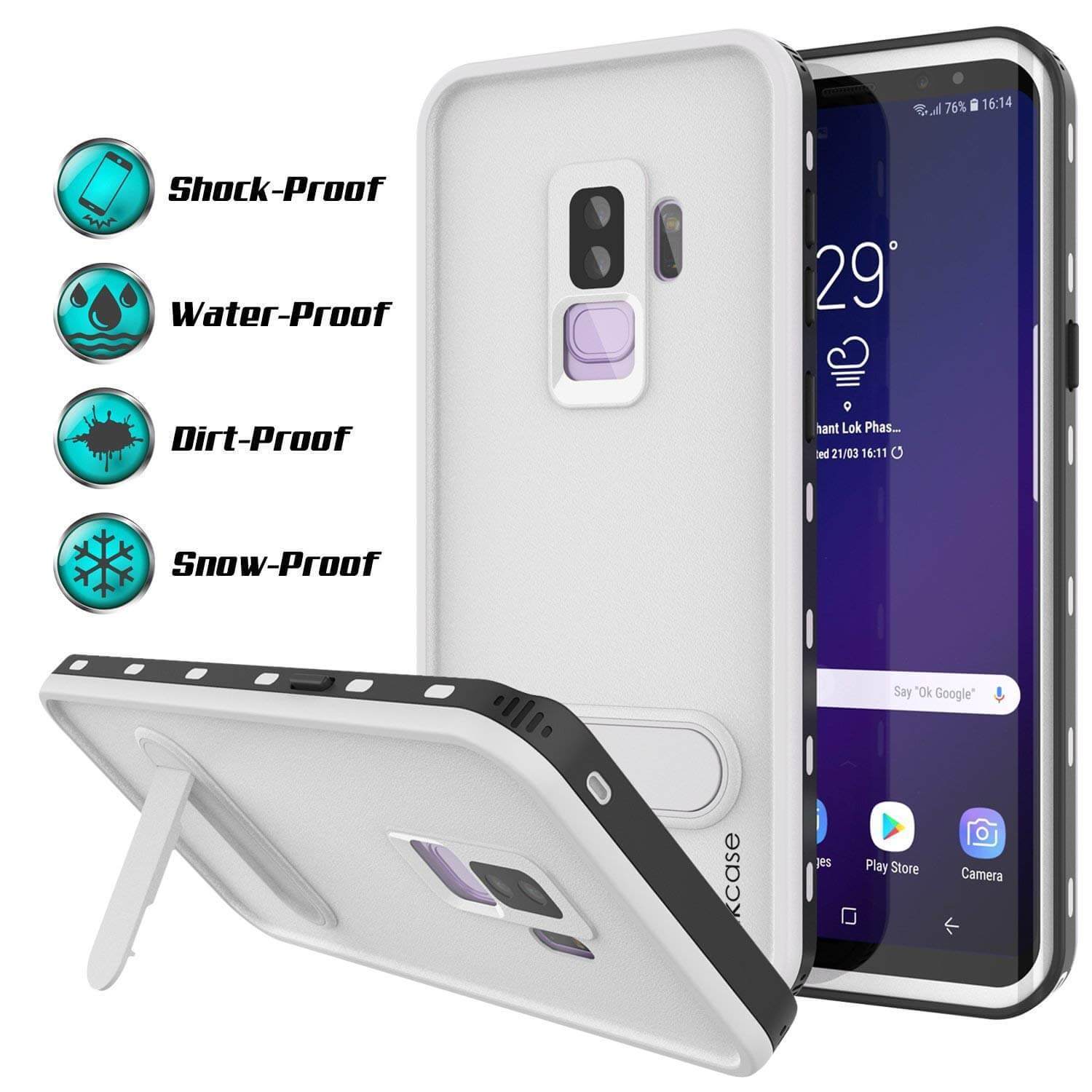 Capa impermeável Galaxy S9 Plus, Punkcase [Série KickStud] Capa protetora [BRANCA]