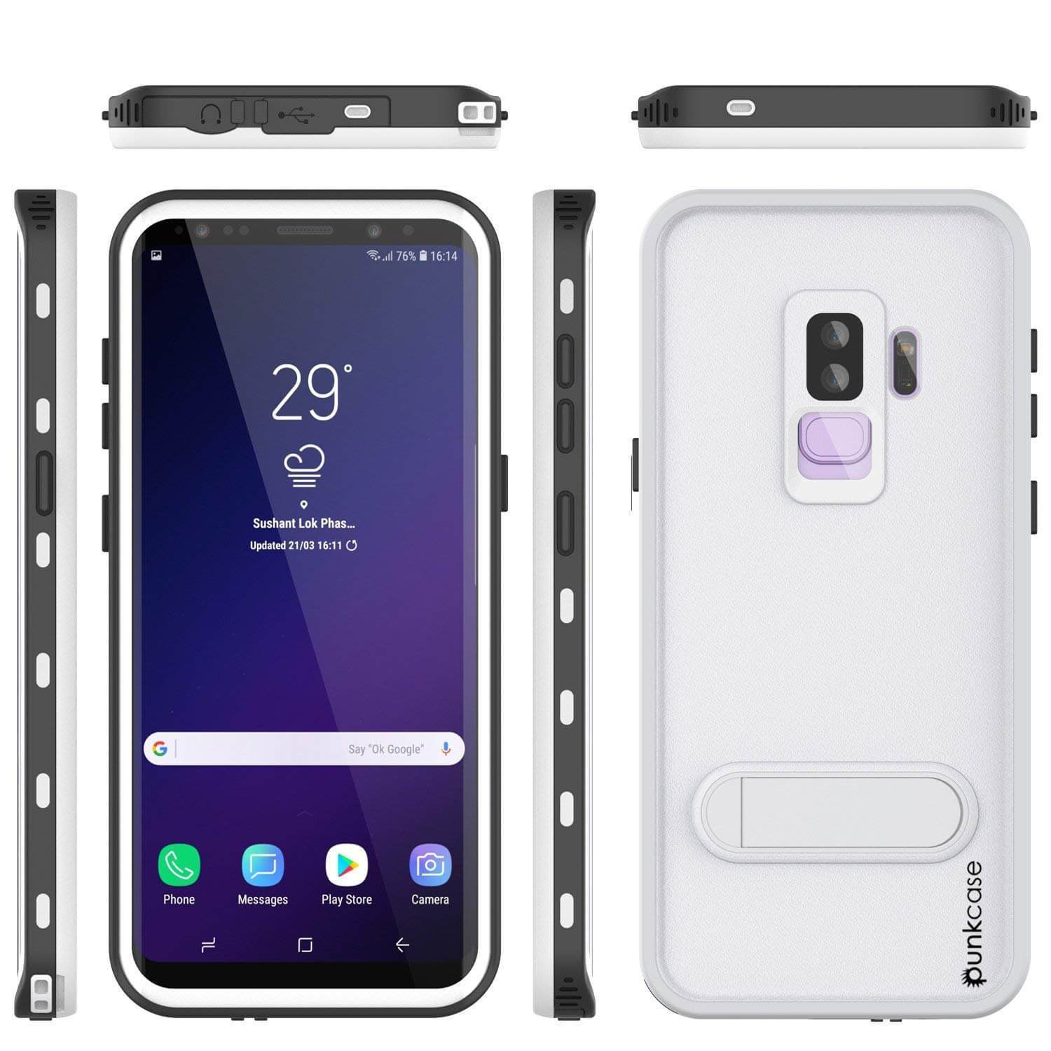 Capa impermeável Galaxy S9 Plus, Punkcase [Série KickStud] Capa protetora [BRANCA]