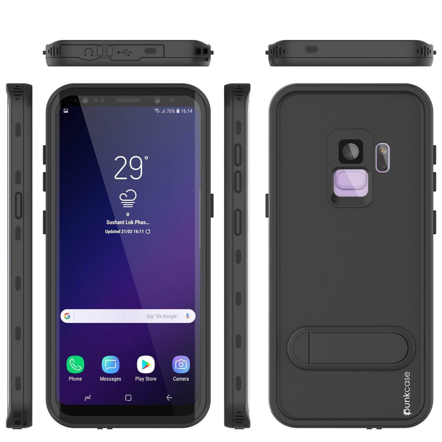 Capa à prova d'água Galaxy S9, Punkcase [Série KickStud] Capa blindada [PRETA]