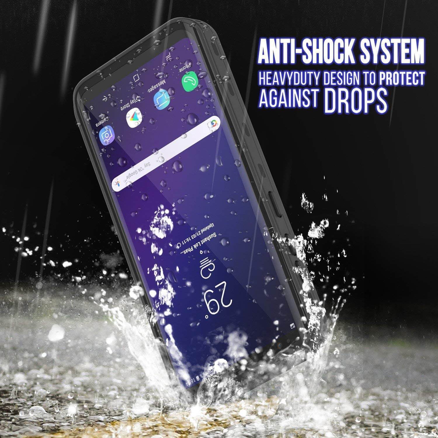 Capa à prova d'água Galaxy S9, Punkcase [Série KickStud] Capa blindada [PRETA]