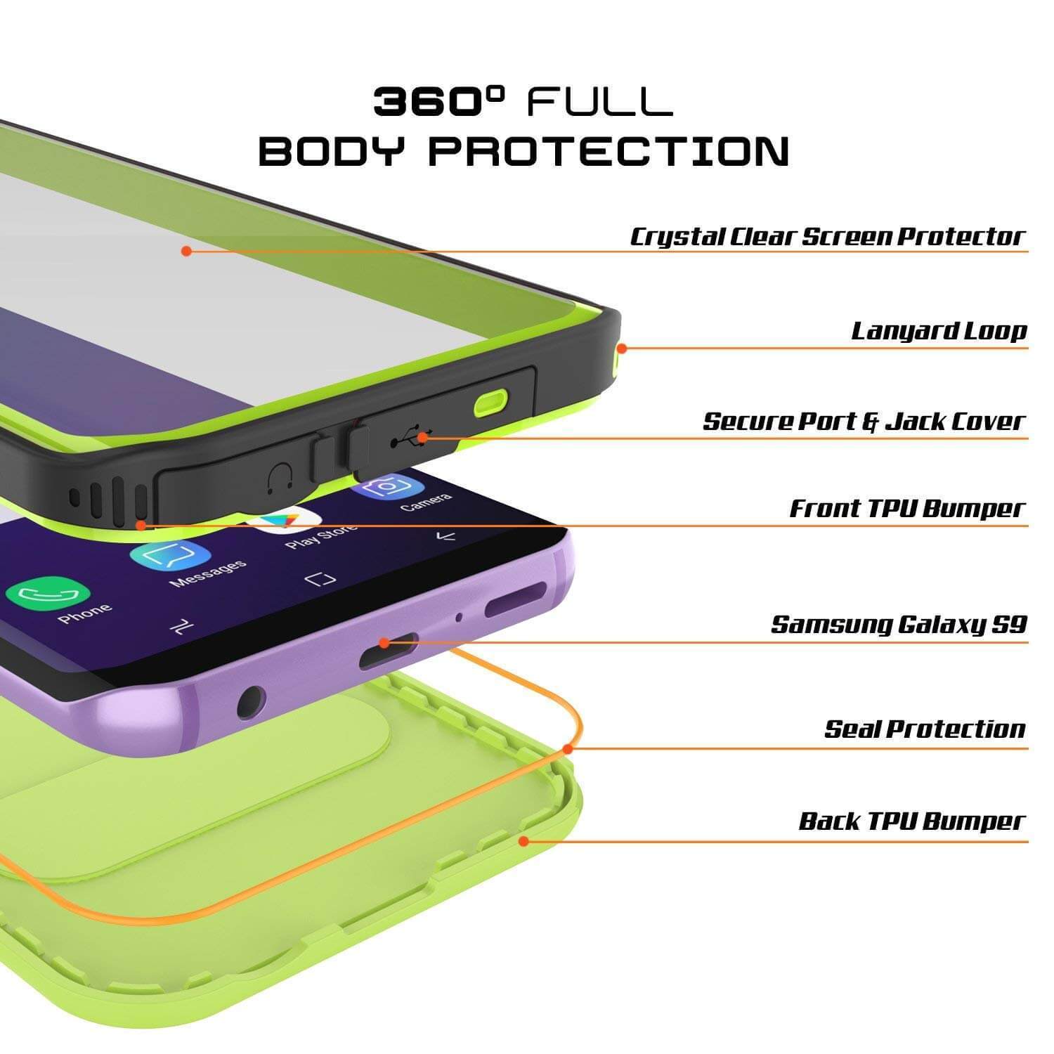 Capa à prova d'água Galaxy S9, Punkcase [Série KickStud] Capa Blindada [VERDE CLARO]