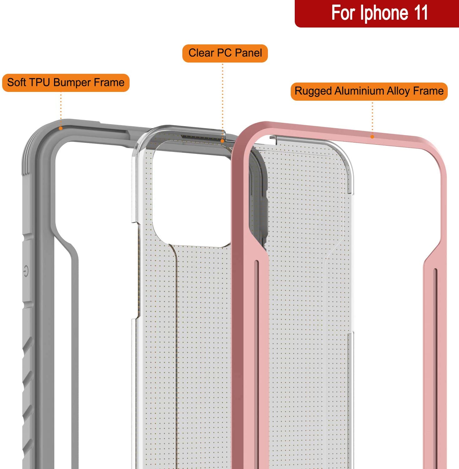 Capa de proteção Punkcase iPhone 11 Ravenger de grau militar com várias camadas [Ouro Rosa]