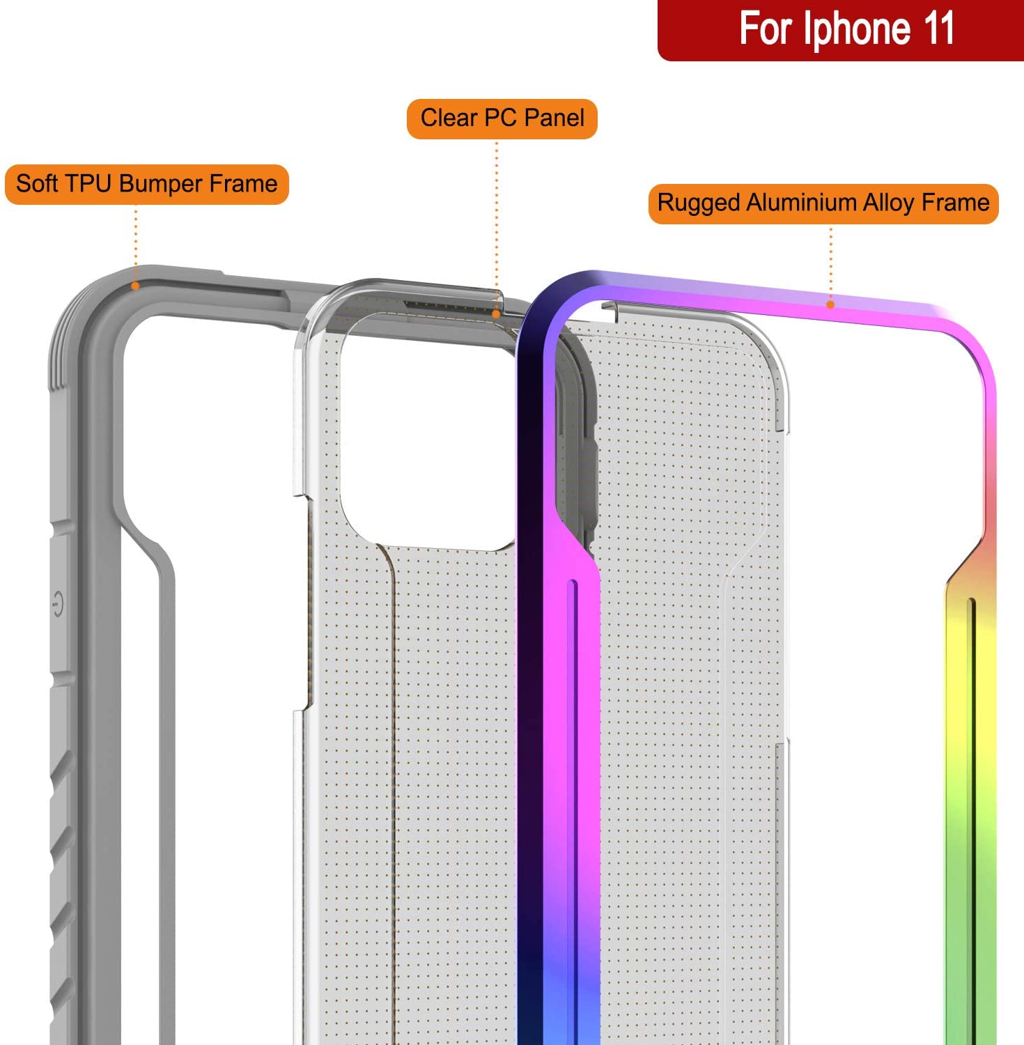 Capa de proteção Punkcase para iPhone 12 Ravenger Grau Militar de Camada Múltipla [Arco-Íris]