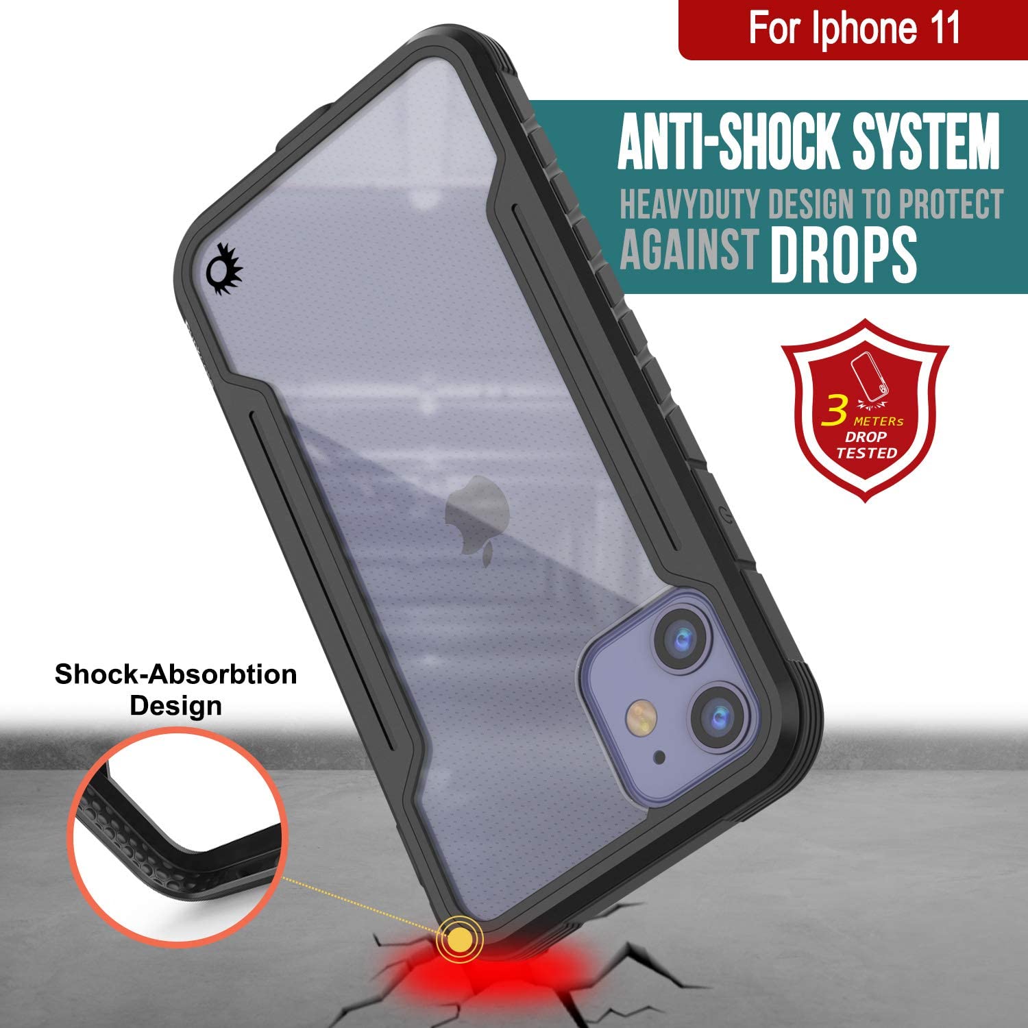 Capa protetora militar de camada múltipla Punkcase iPhone 12 Ravenger [Preto]