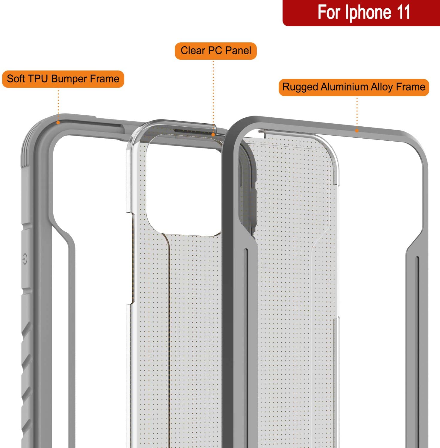Capa protetora Punkcase iPhone 12 ravenger Grau de grau militar de múltiplas camadas