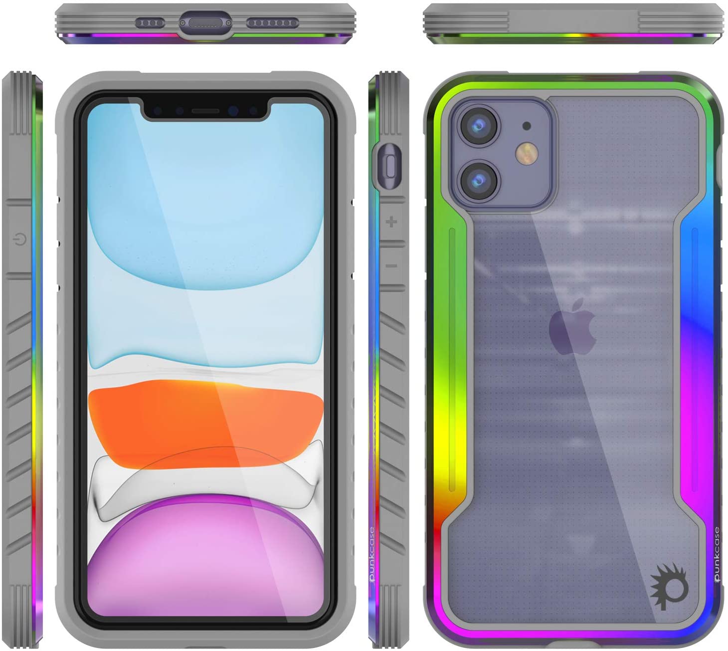 Capa de proteção Punkcase para iPhone 12 Ravenger Grau Militar de Camada Múltipla [Arco-Íris]