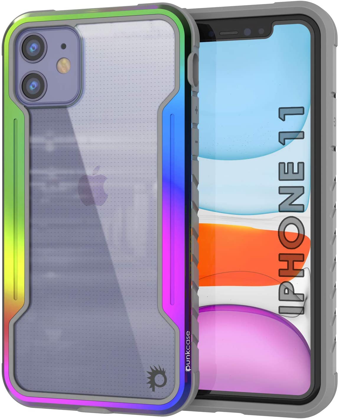 Capa de proteção Punkcase para iPhone 12 Ravenger Grau Militar de Camada Múltipla [Arco-Íris]