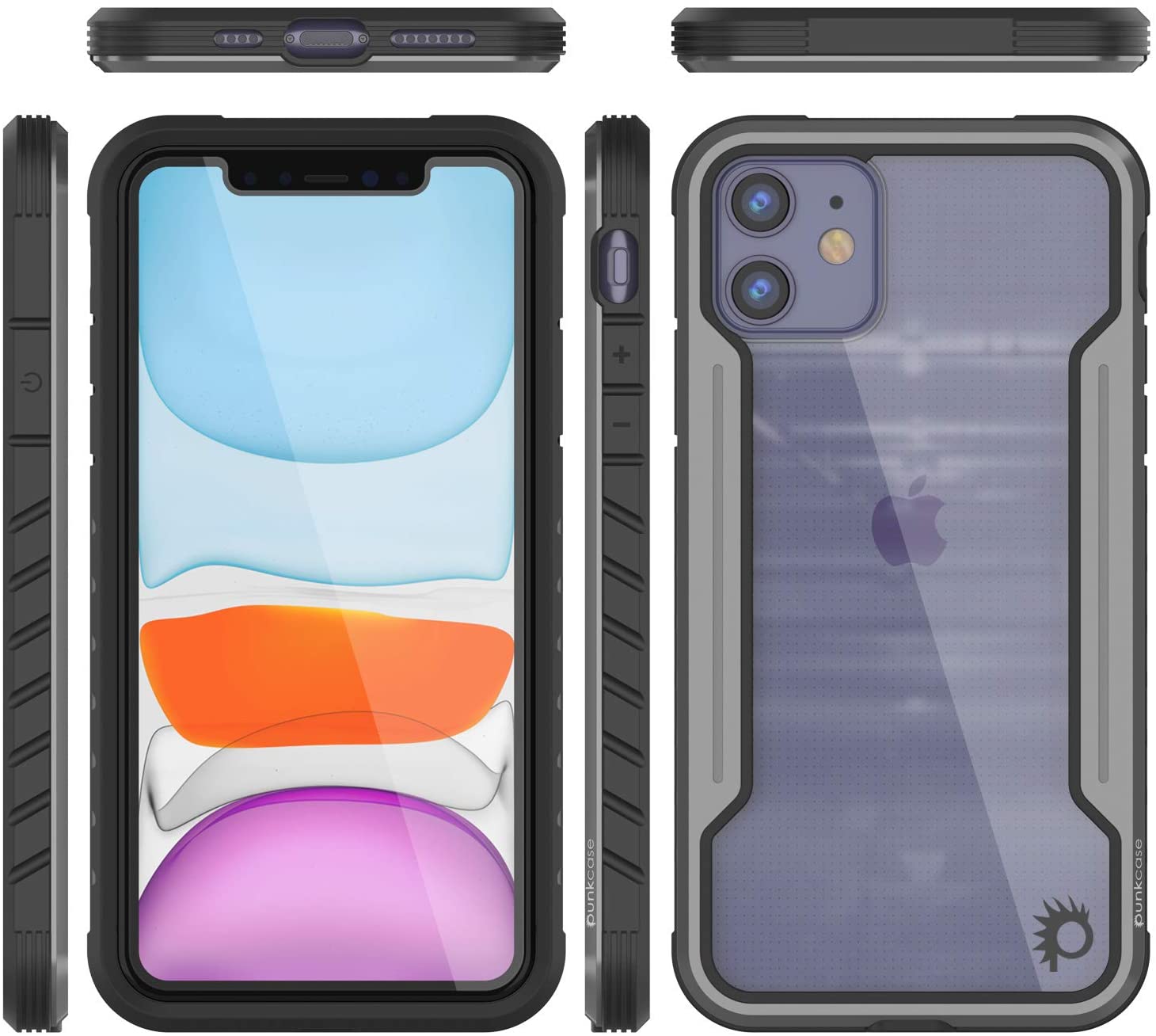 Capa protetora para iPhone 12 Punkcase Ravenger de Grau-Preto com Camada Múltipla de Proteção de Grau Militar