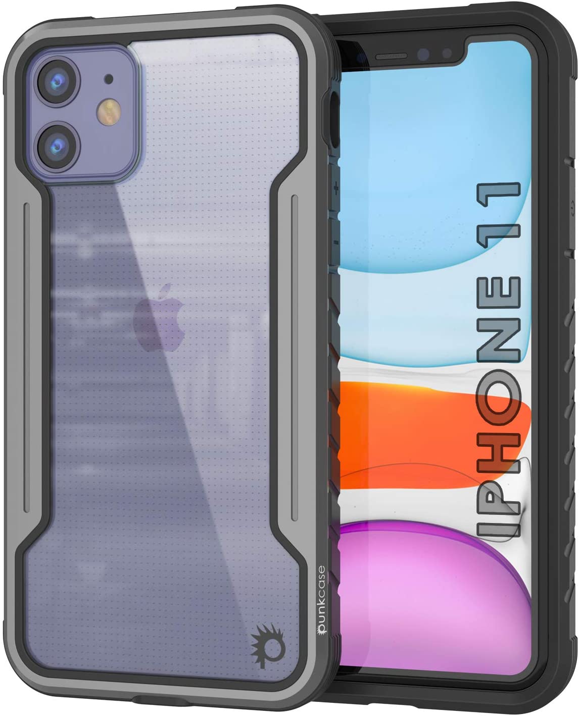Capa protetora Punkcase iPhone 12 Mini Ravenger de grau militar com várias camadas [Cinza-Preto]