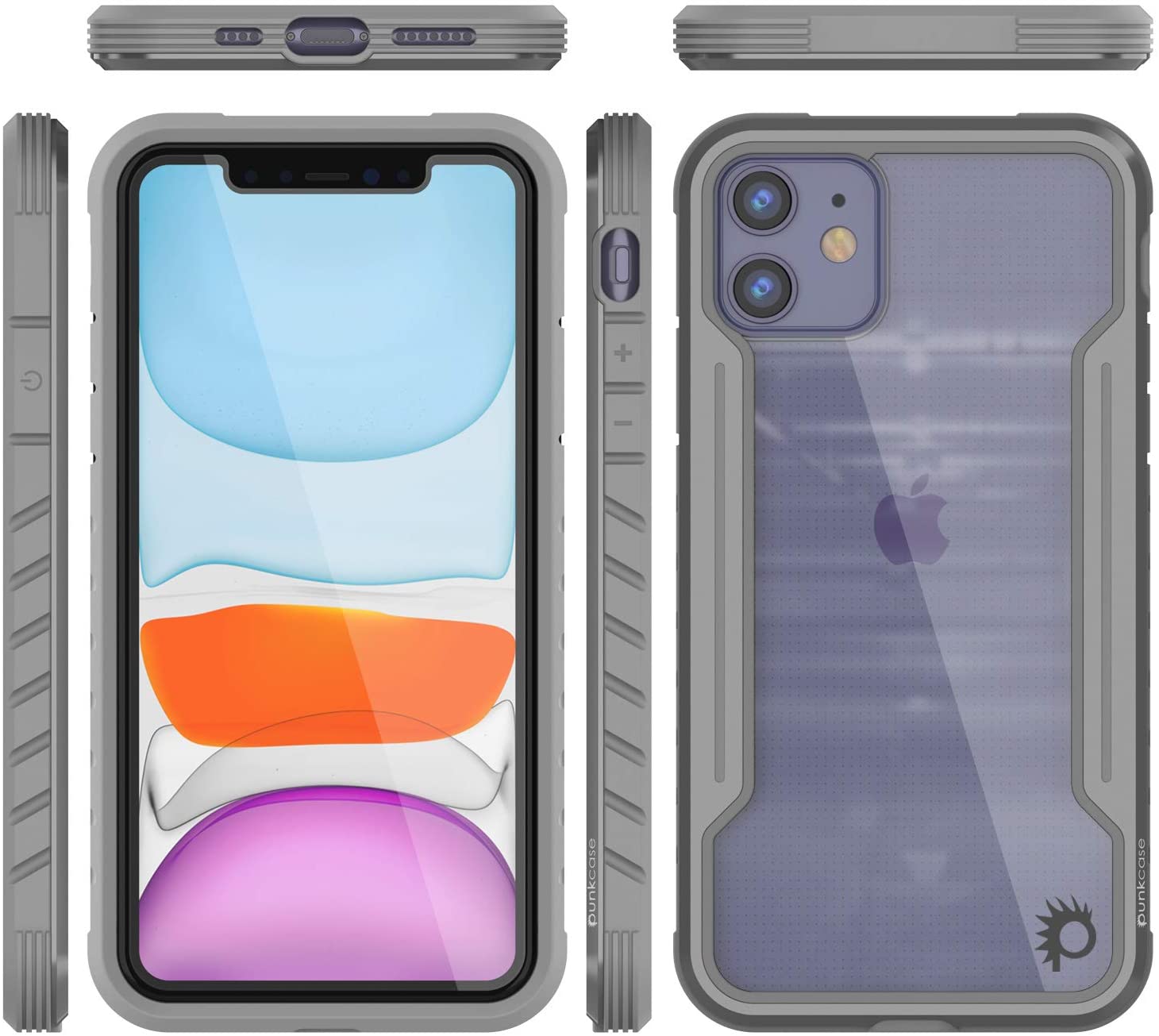 Capa protetora Punkcase iPhone 12 ravenger Grau de grau militar de múltiplas camadas