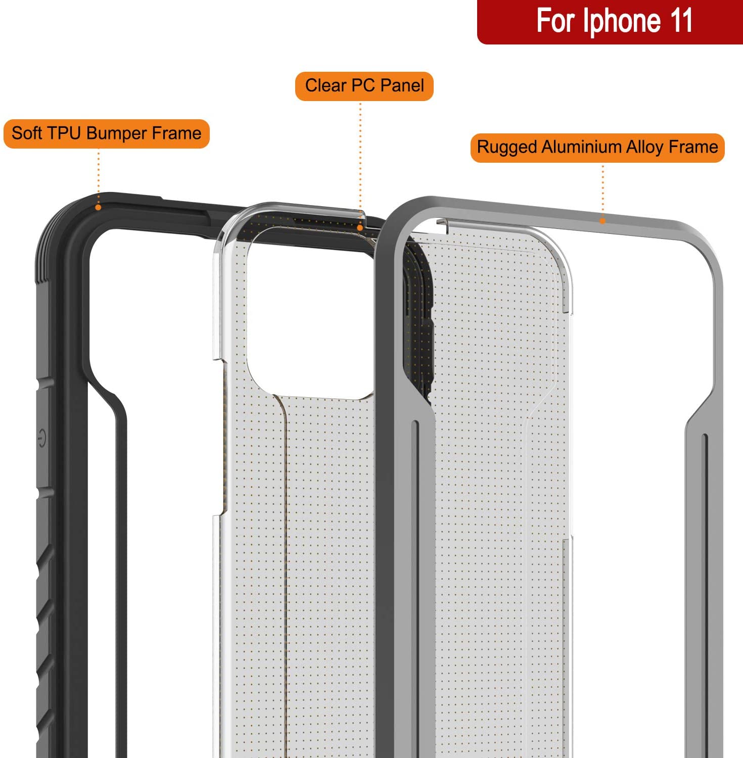 Capa protetora para iPhone 12 Punkcase Ravenger de Grau-Preto com Camada Múltipla de Proteção de Grau Militar