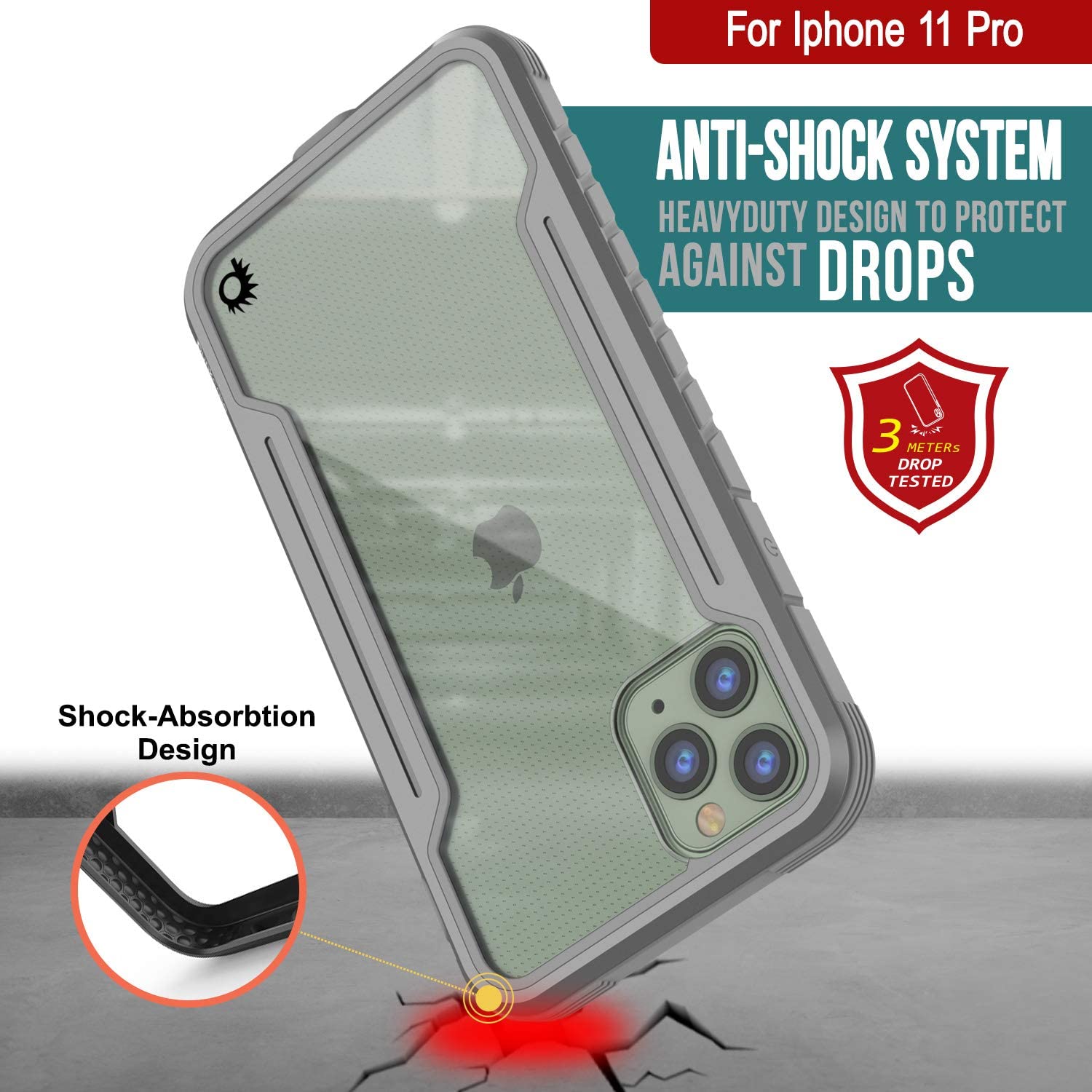 Capa Punkcase iPhone 11 Pro Ravenger Protetora de Grau Militar Multicamadas [Cinza]
