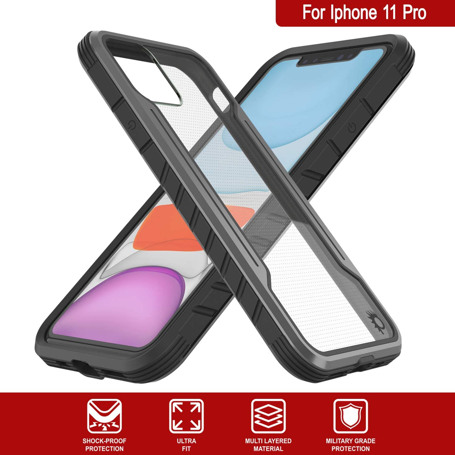 Capa Punkcase iPhone 11 Pro Ravenger Protetora de Grau Militar Multicamada [Cinza-Preto]