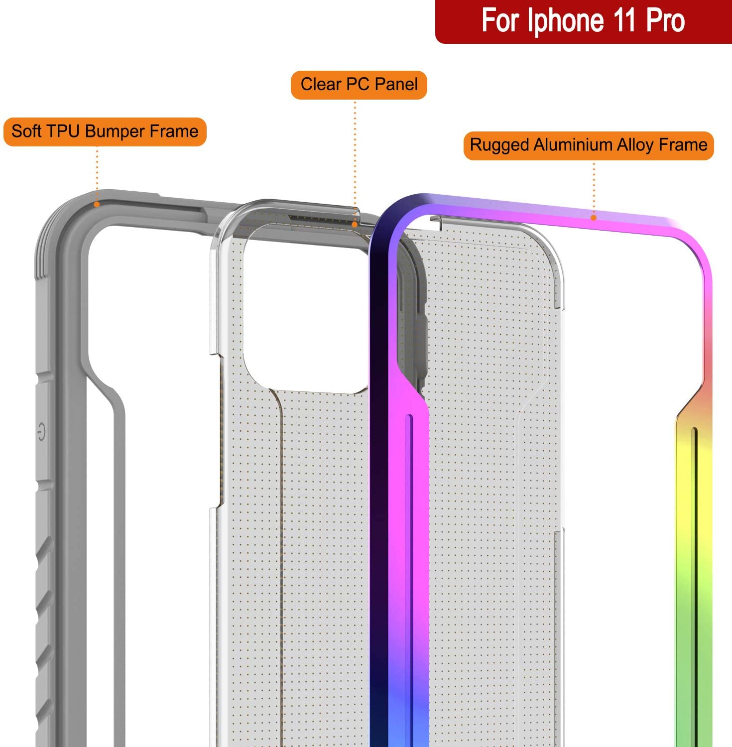 Capa protetora Punkcase iPhone 12 Pro Ravenger de Grau Militar Multicamada [Arco-íris]